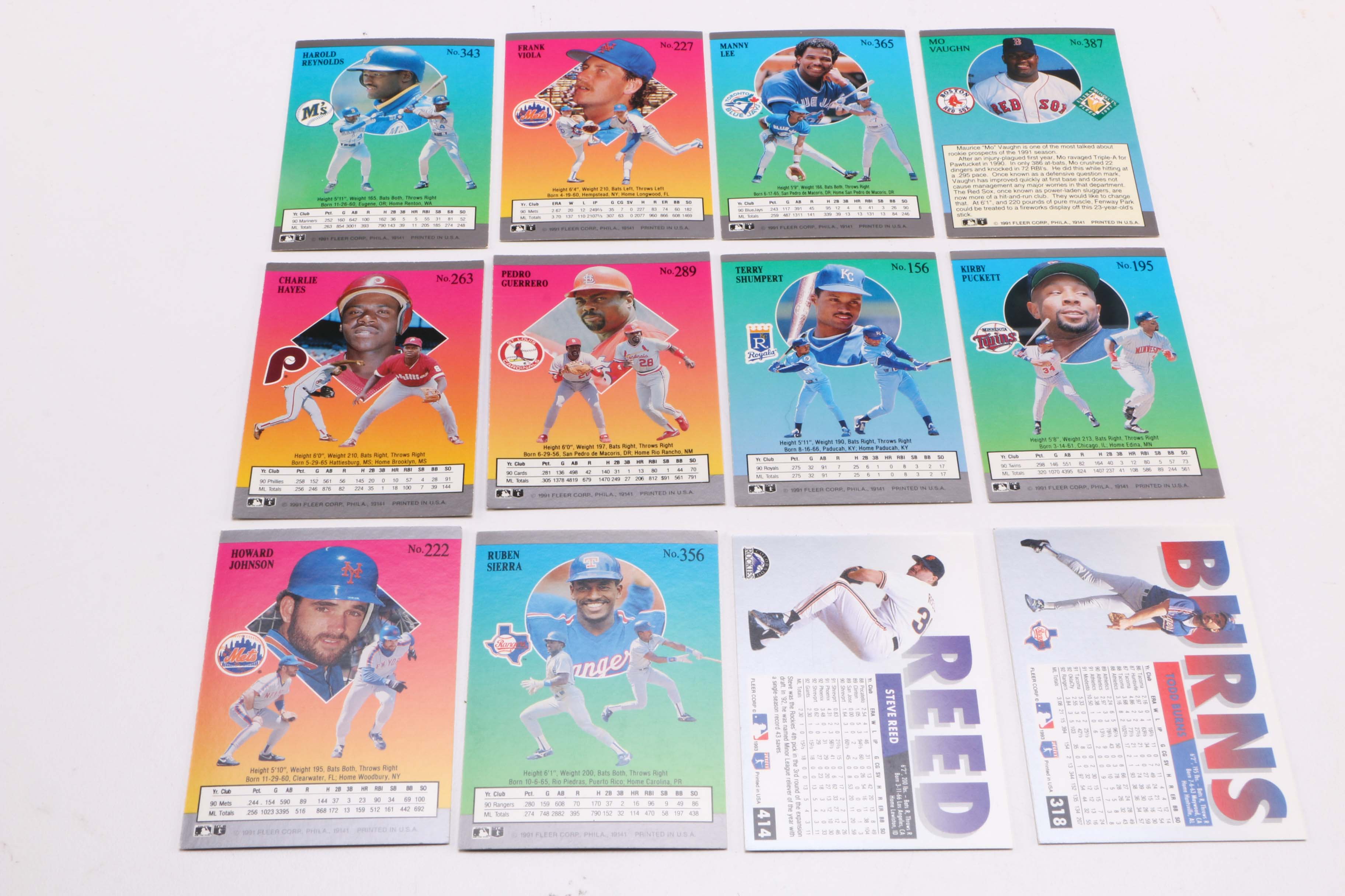 Collection of Fleer 1991 and 1993  Baseball Cards