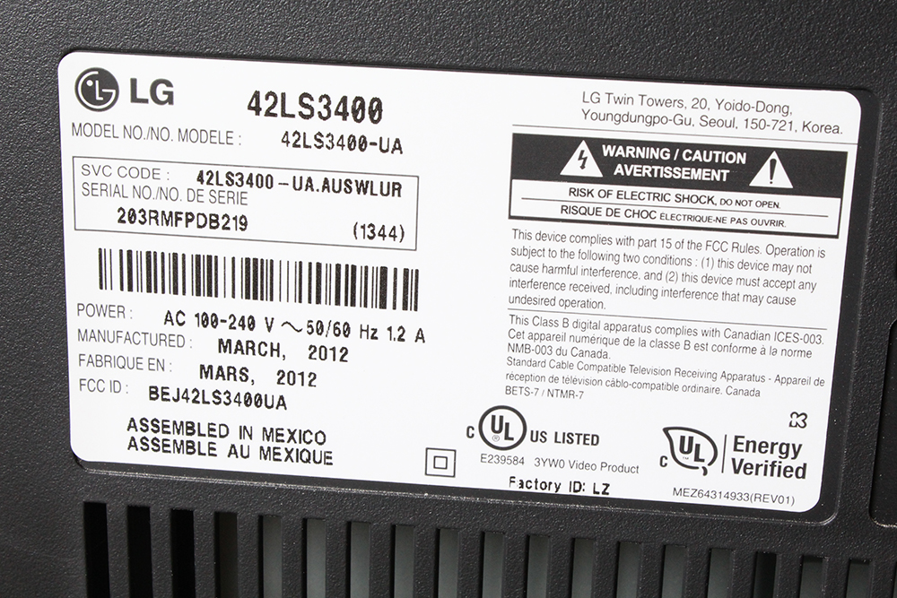 LG 42" Flat Screen Television With Dayton Soundbar