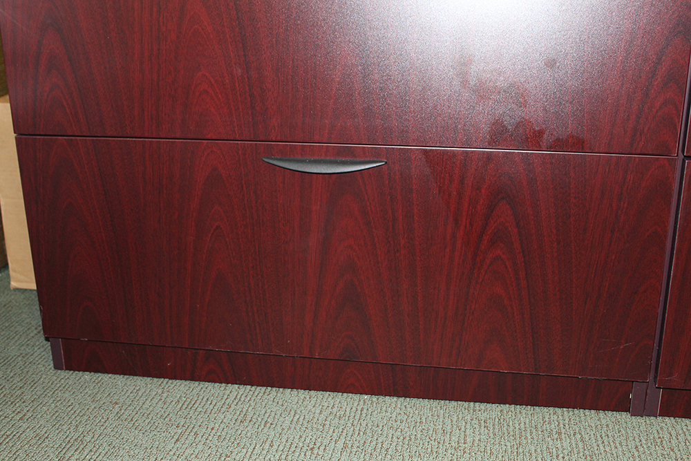 Wood Finish Three Drawer Long File Cabinet