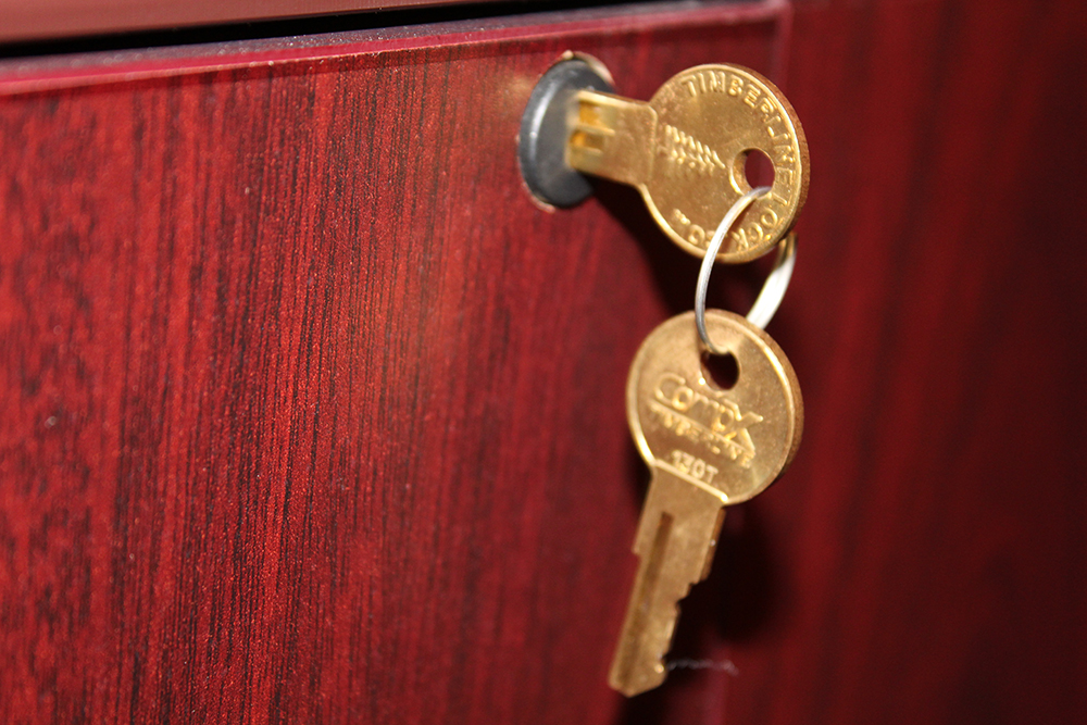 Wood Finish Three Drawer Long File Cabinet