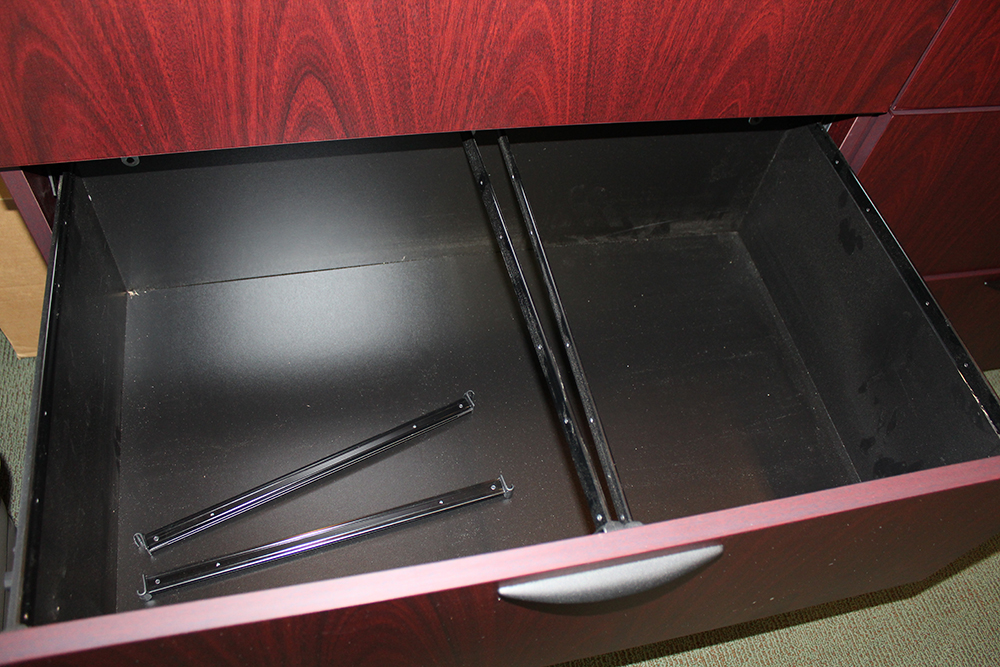 Wood Finish Three Drawer Long File Cabinet