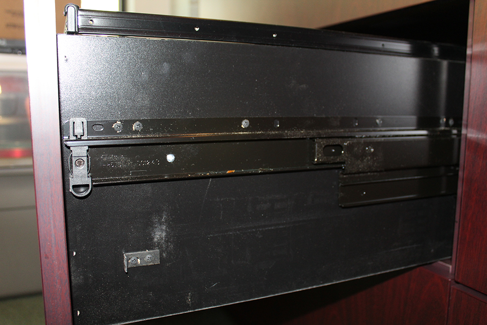 Wood Finish Three Drawer Long File Cabinet