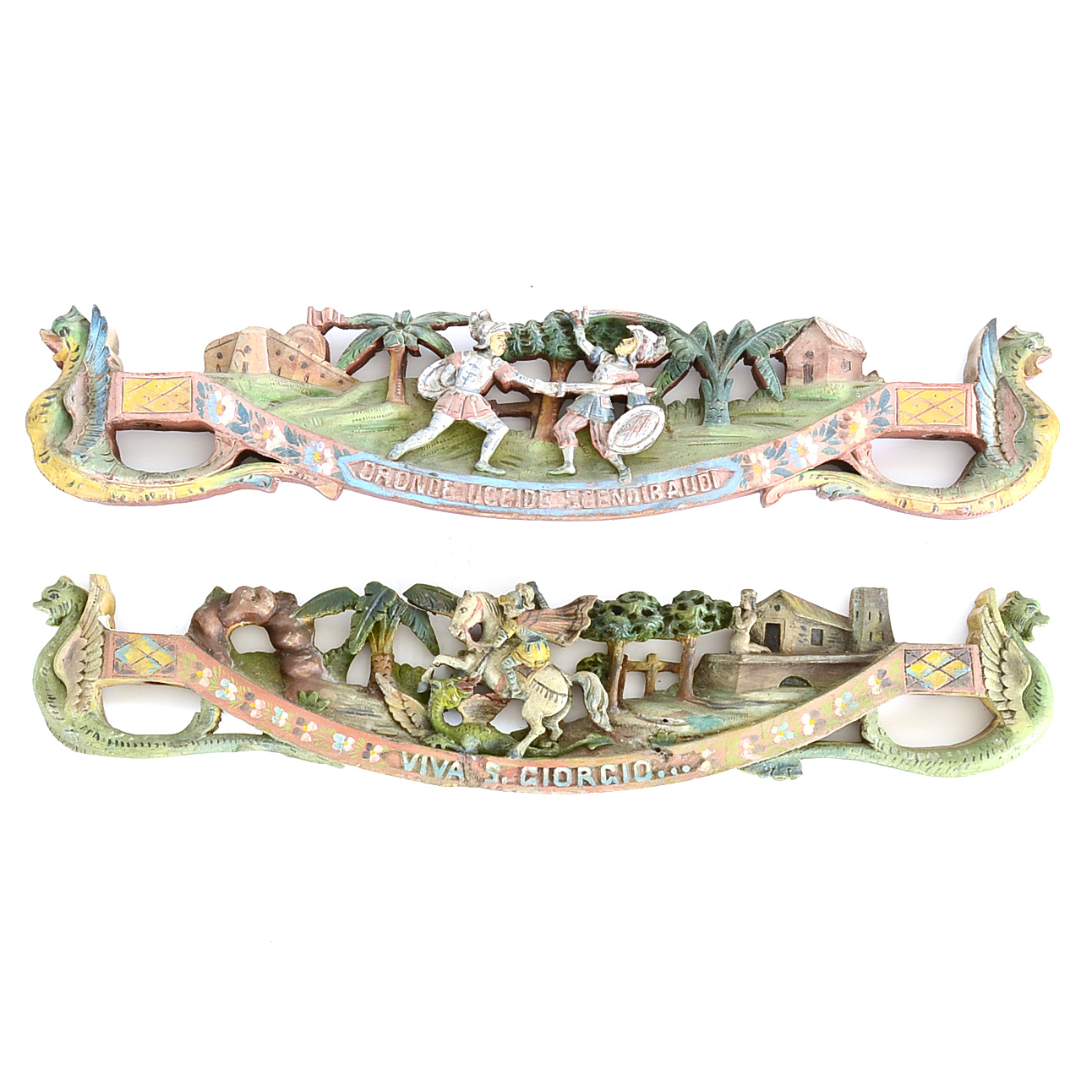 Pair of Early 20th-Century Folk Carved Trade Sign Elements