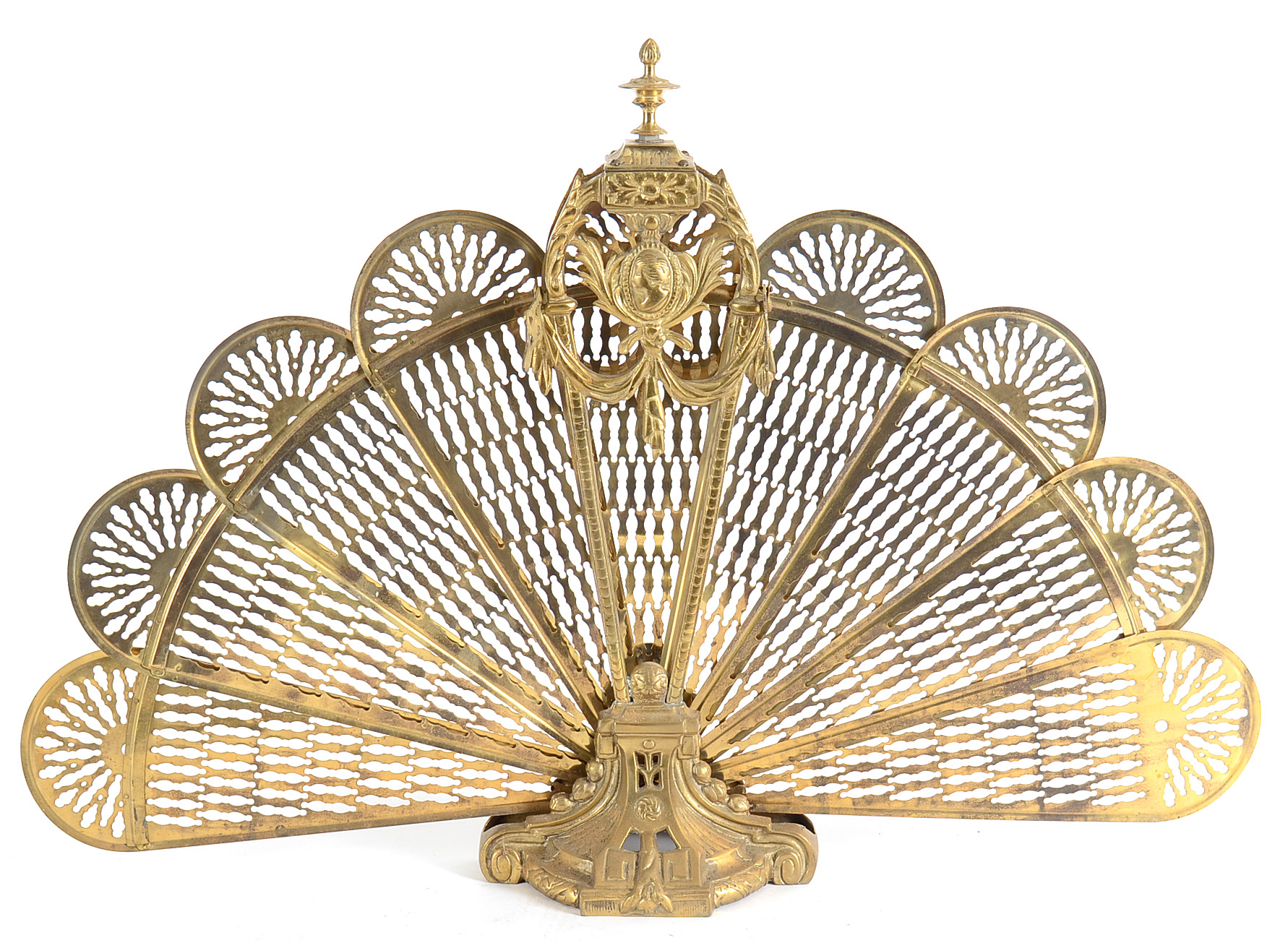Brass Louis XVI Style Fan Fire Screen