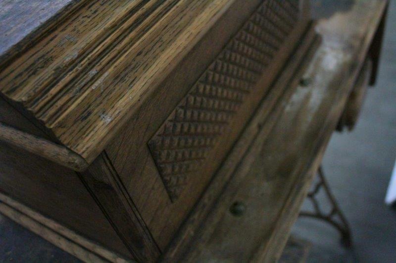 Antique Singer Coffin Top Sewing Machine and Table