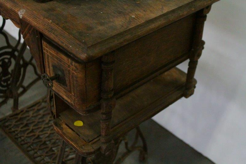 Antique Singer Coffin Top Sewing Machine and Table