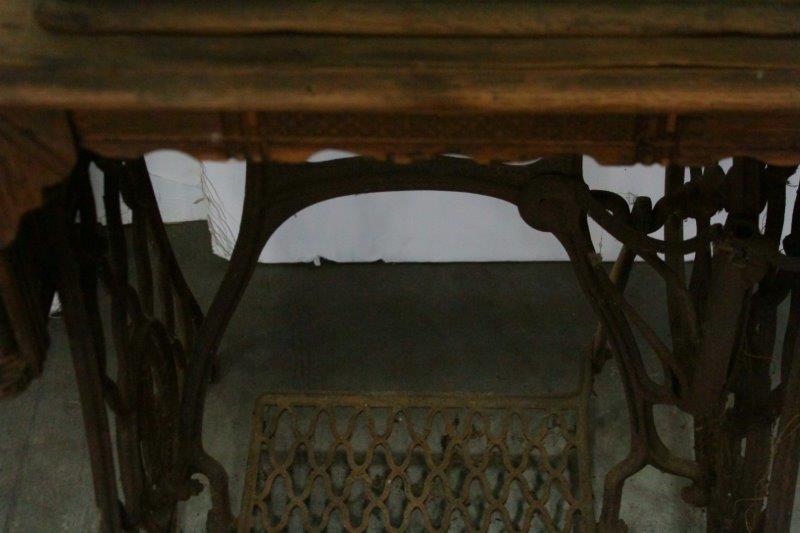 Antique Singer Coffin Top Sewing Machine and Table