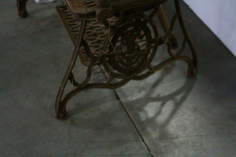 Antique Singer Coffin Top Sewing Machine and Table