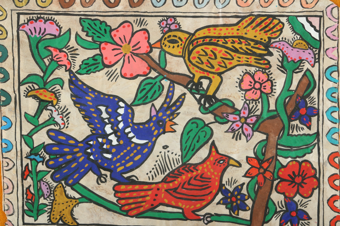 Framed Folk Art Gouache Paintings