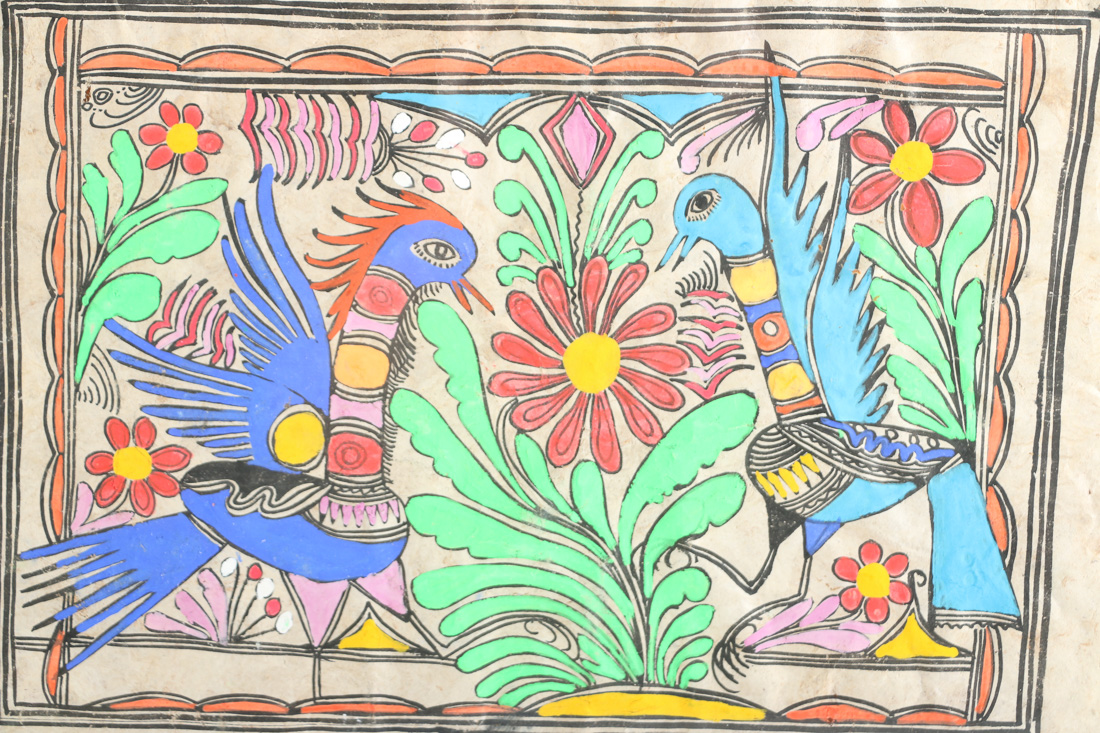 Framed Folk Art Gouache Paintings