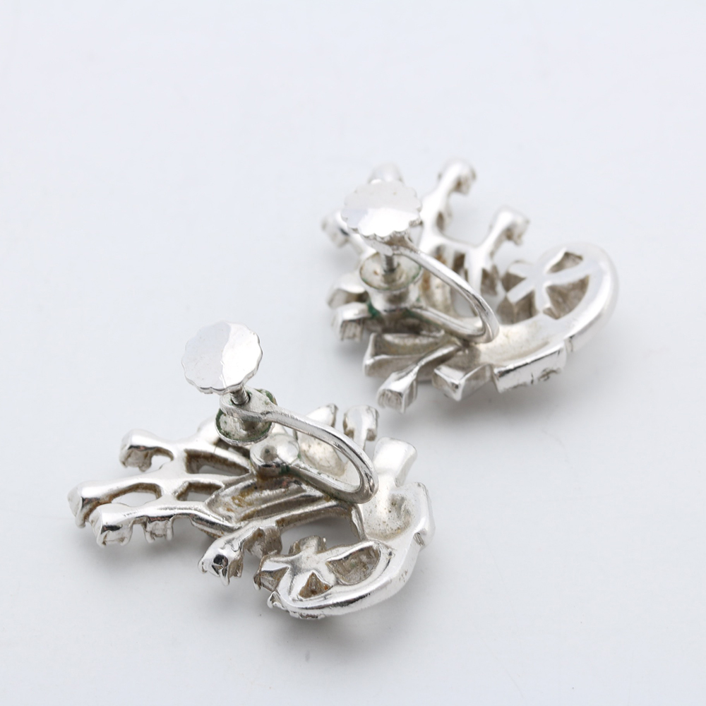 Vintage Zirconia Ring and Two Pairs of Costume Earrings