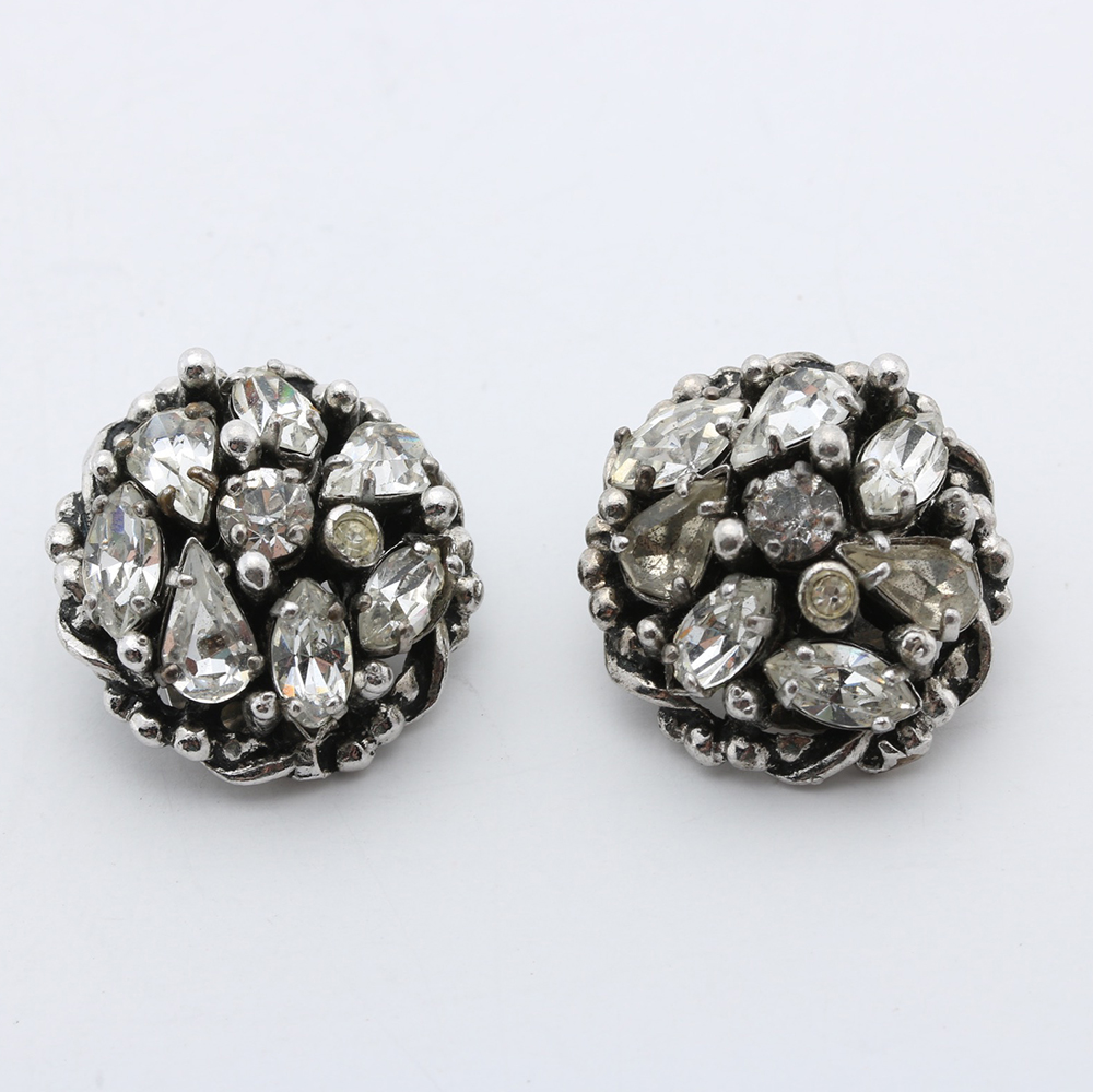 Vintage Zirconia Ring and Two Pairs of Costume Earrings