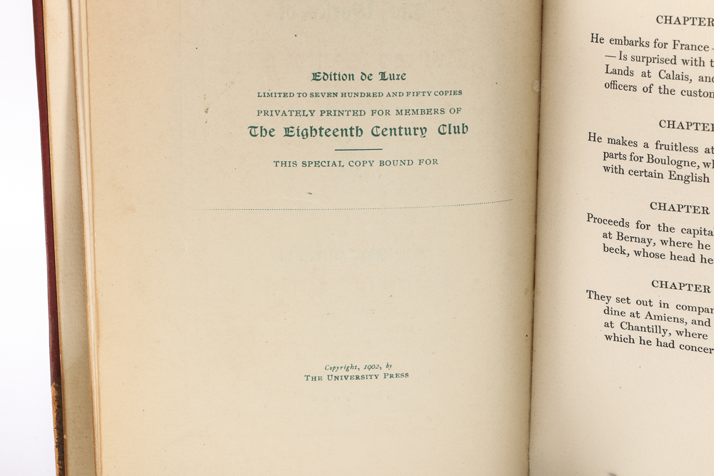 1902 "The Works Of Tobias Smollett" Edition de Luxe in Twelve Volumes