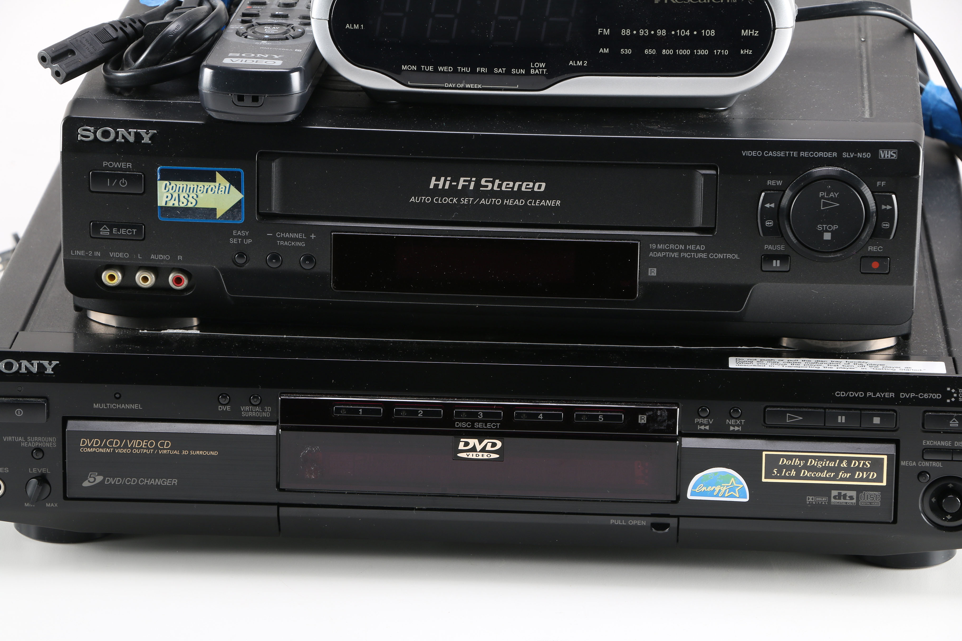 Sony DVD & VCR Set with Emerson Alarm Clock