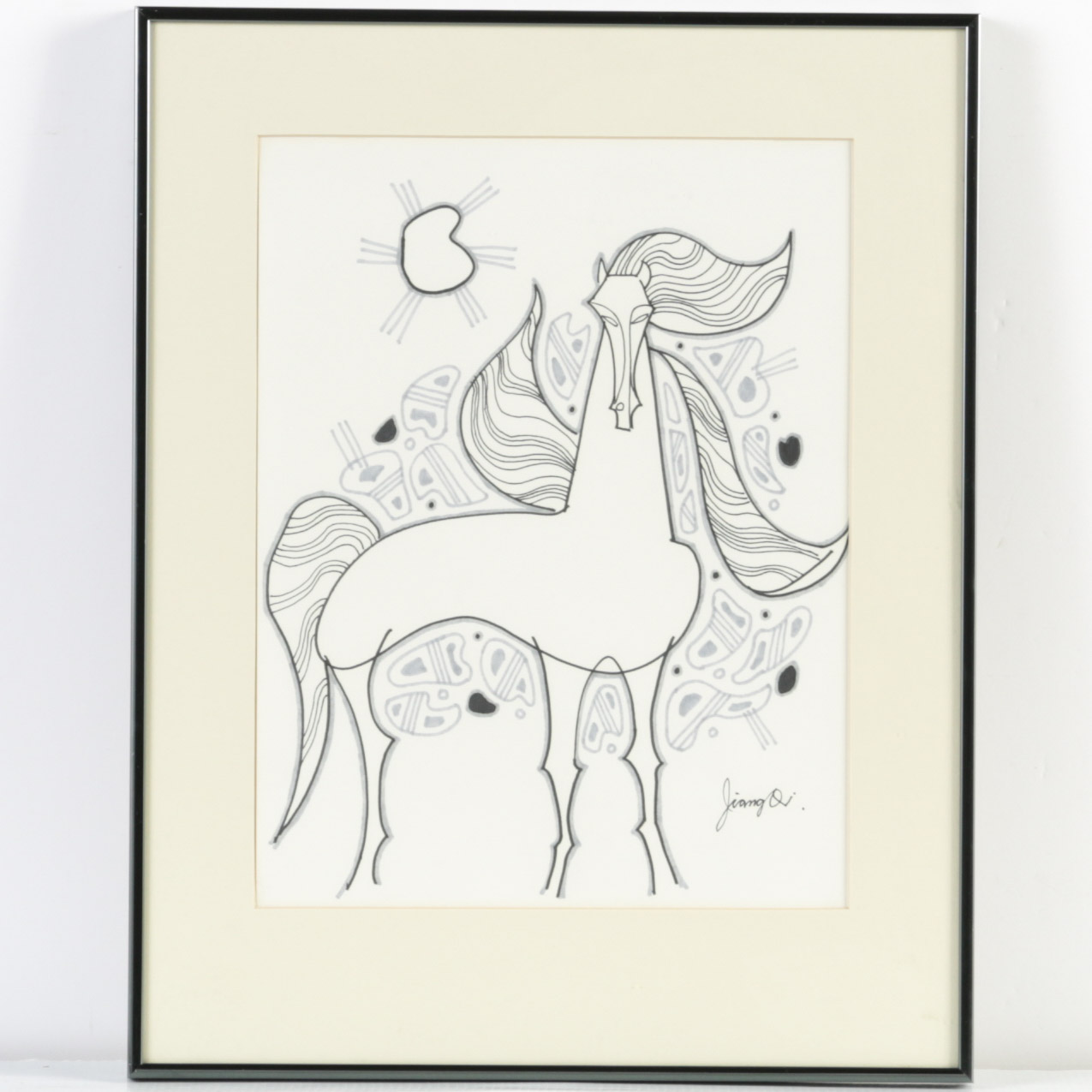 Jiang Qi Pen and Ink Drawing of Horse