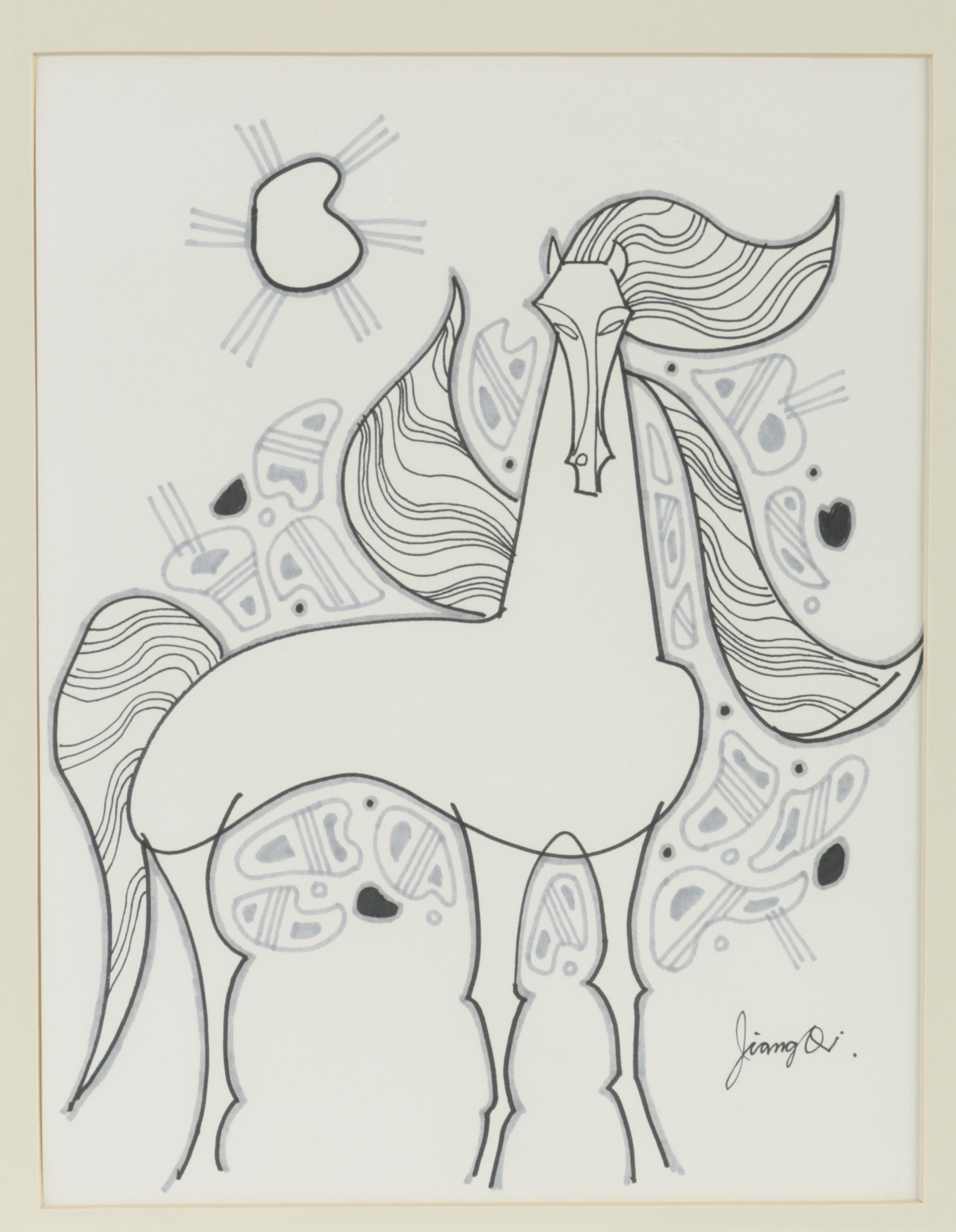 Jiang Qi Pen and Ink Drawing of Horse