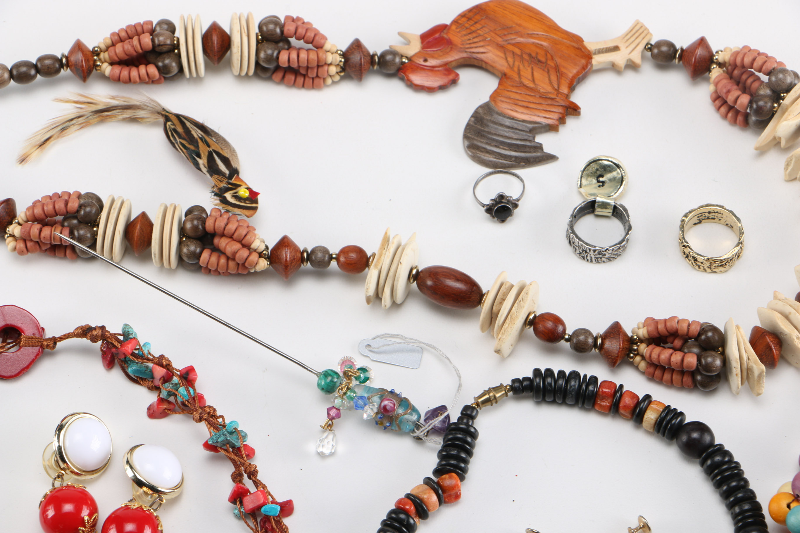 Collection of Wooden Costume Jewelry