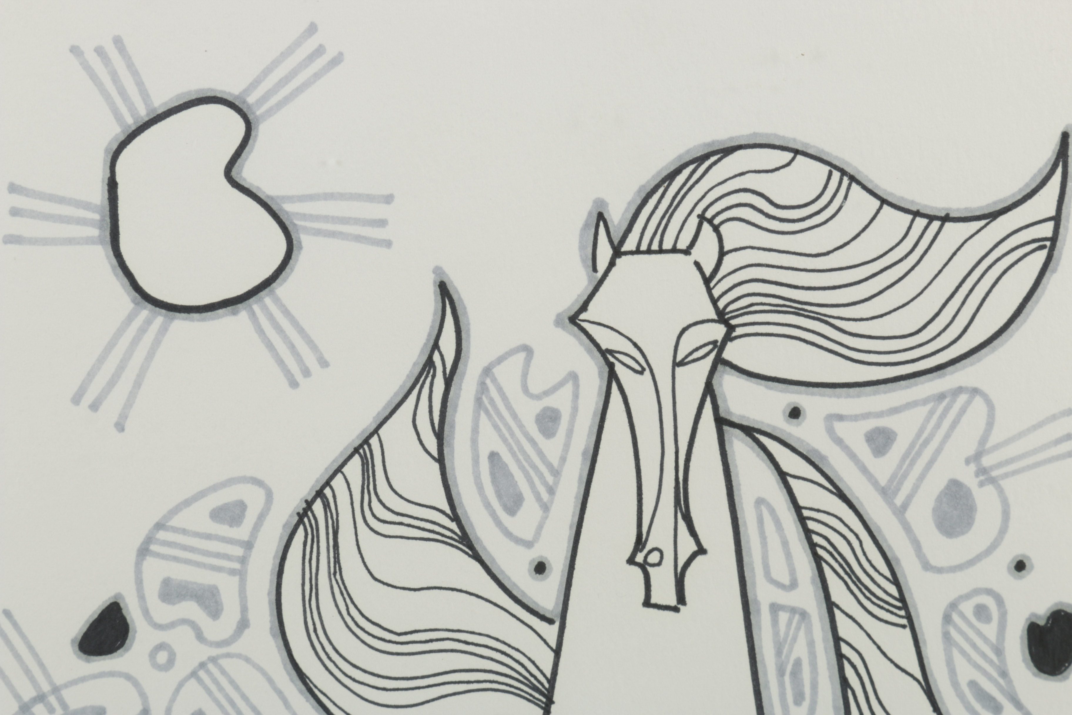 Jiang Qi Pen and Ink Drawing of Horse