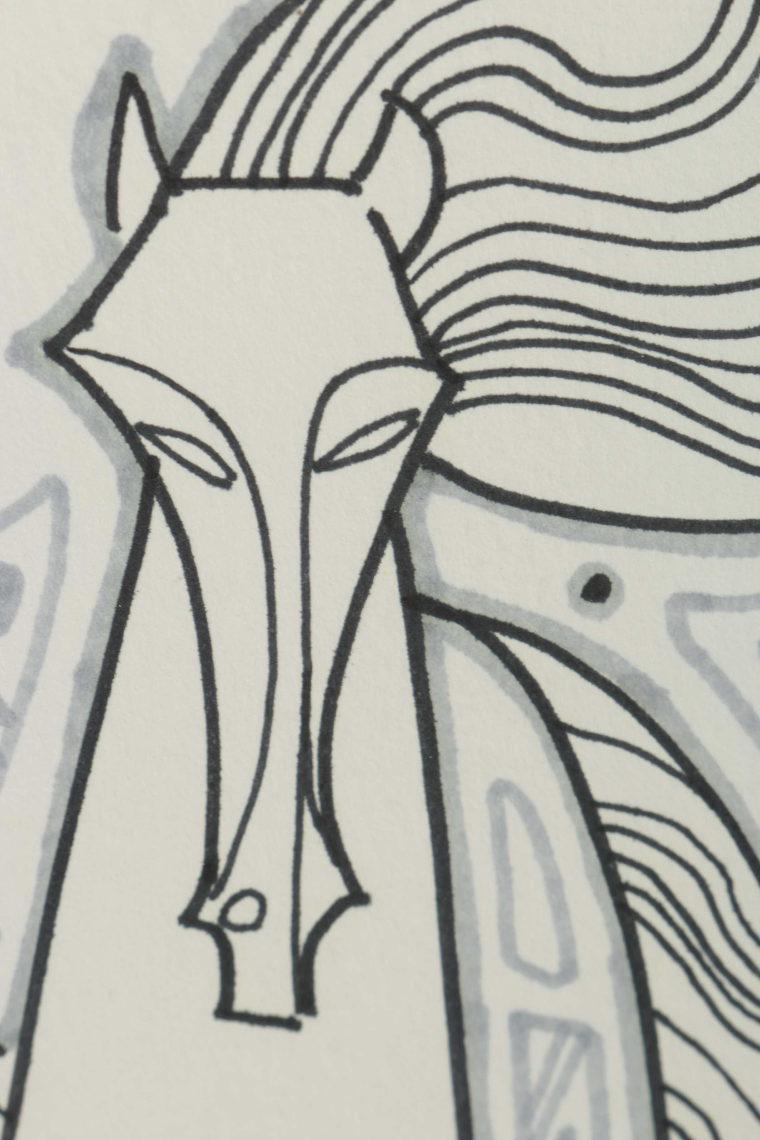 Jiang Qi Pen and Ink Drawing of Horse