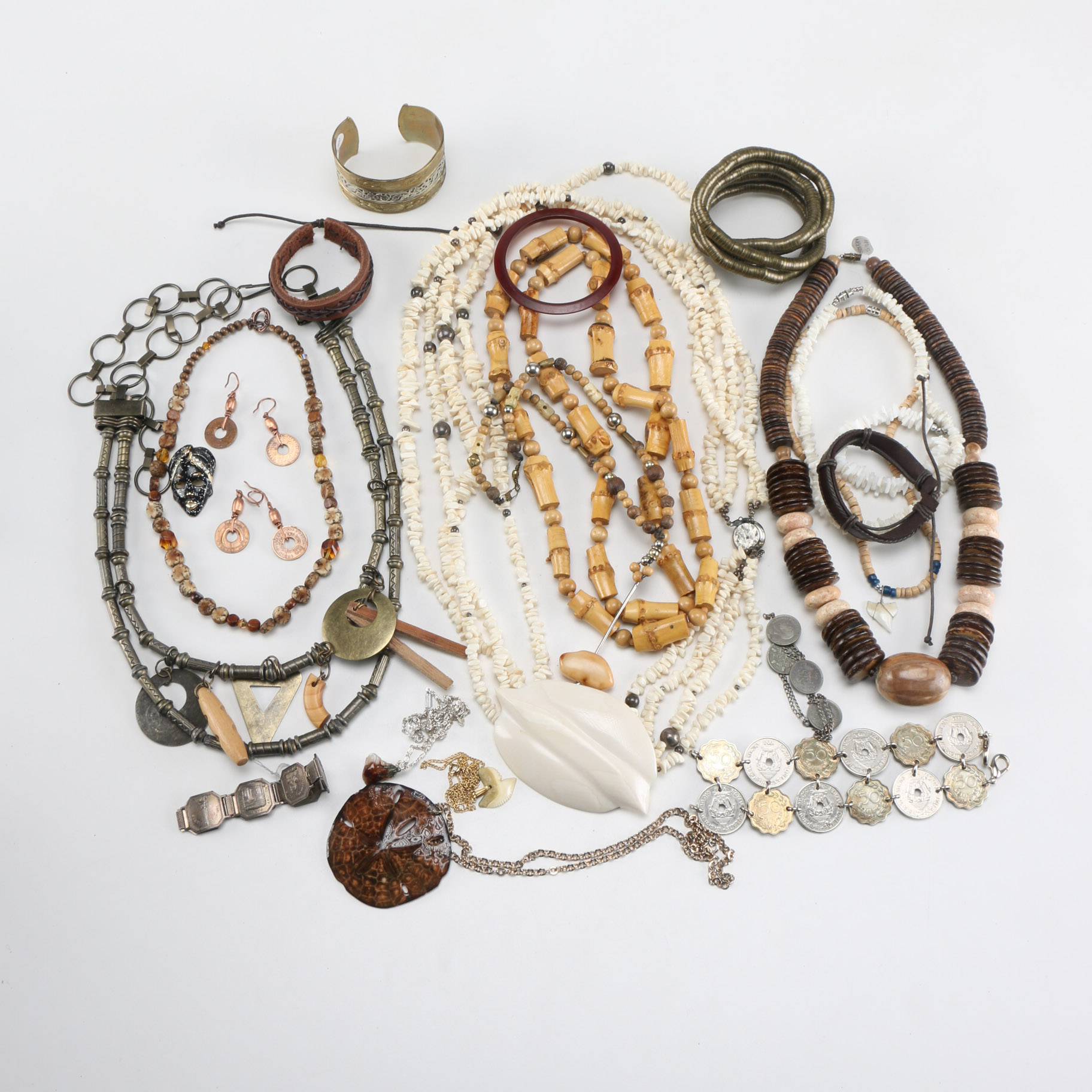 Collection of Tribal Inspired Costume Jewelry in Earth Tones