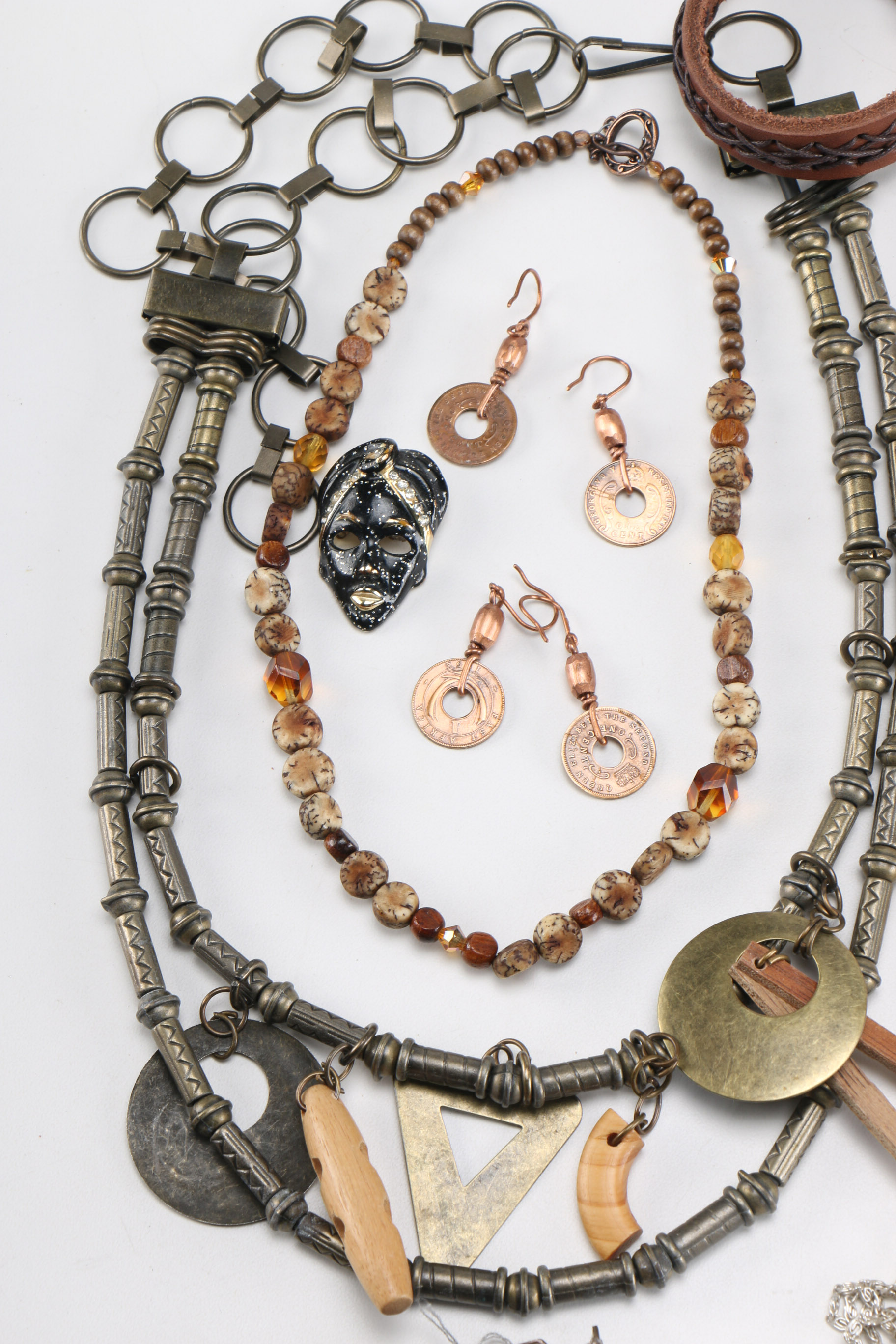 Collection of Tribal Inspired Costume Jewelry in Earth Tones