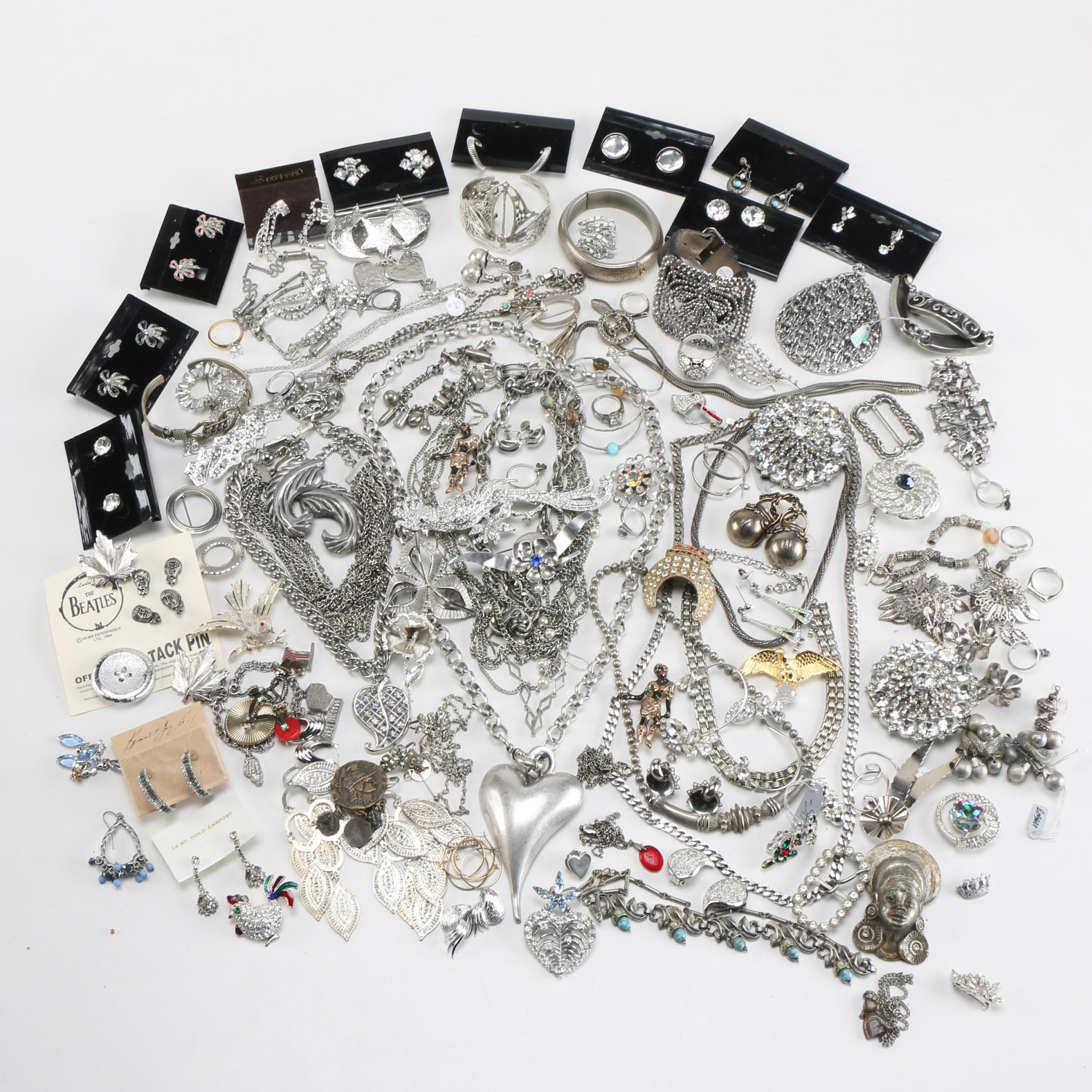 Assortment of Silver Tone and Gold Tone Costume Jewelry