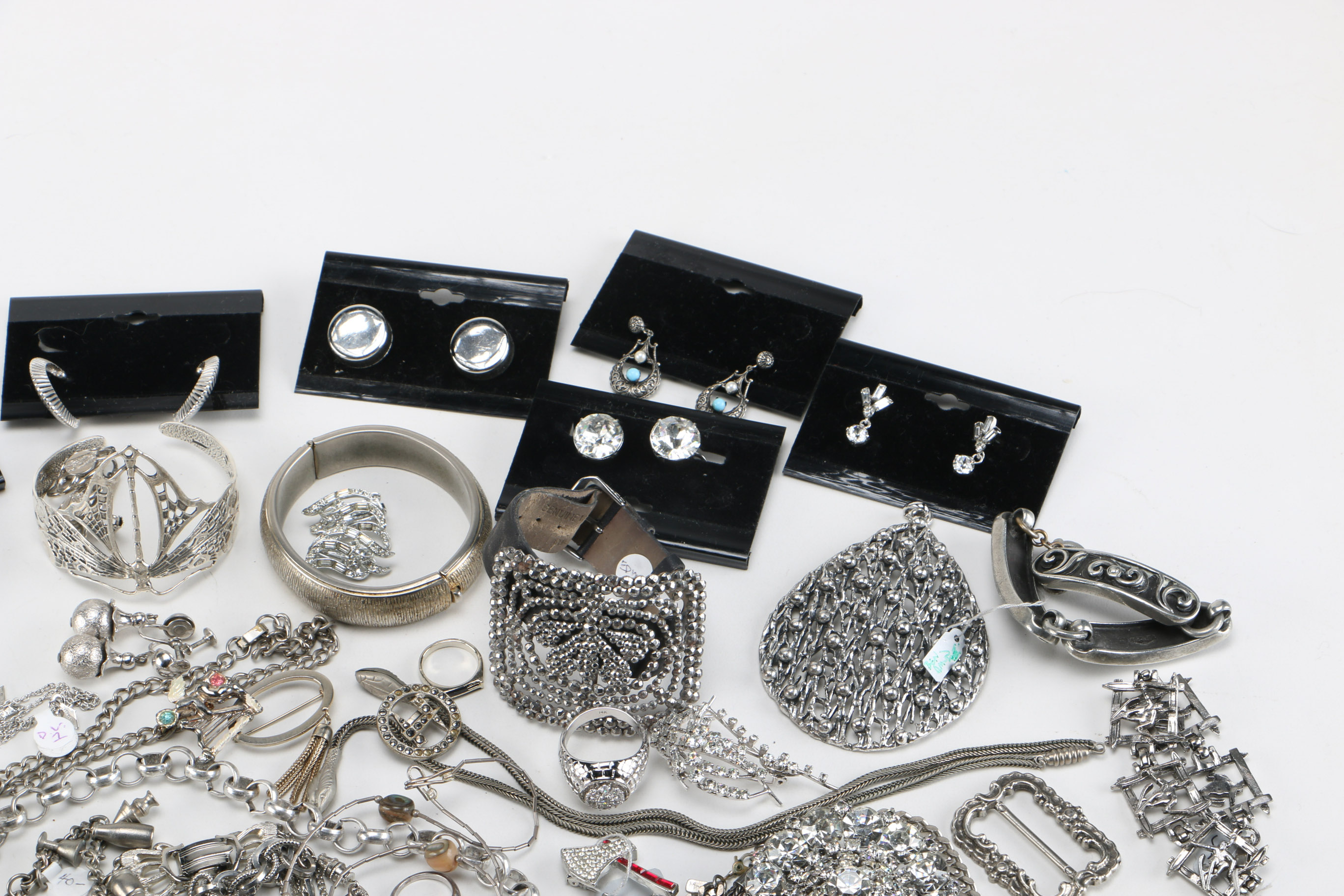 Assortment of Silver Tone and Gold Tone Costume Jewelry