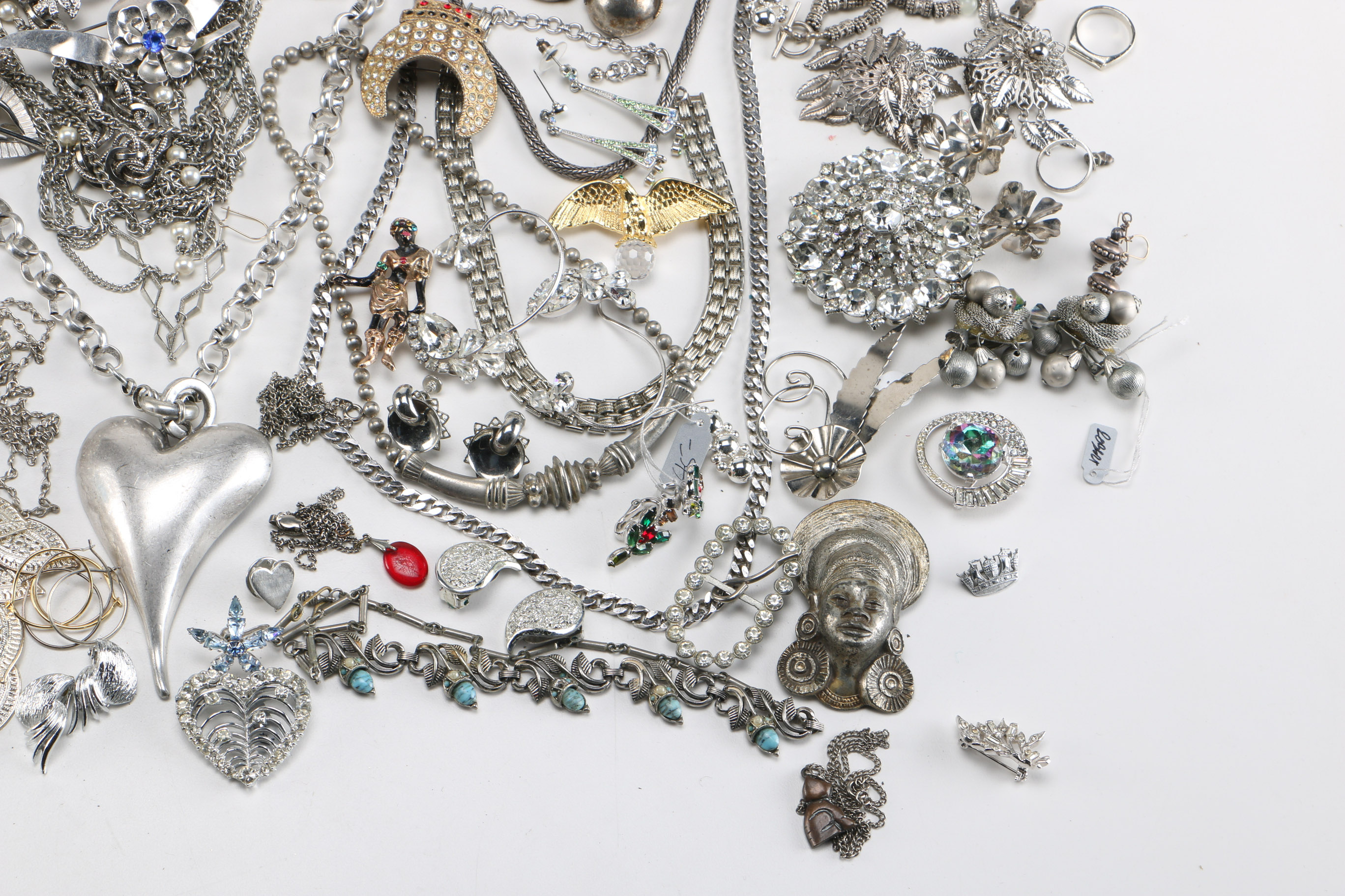 Assortment of Silver Tone and Gold Tone Costume Jewelry