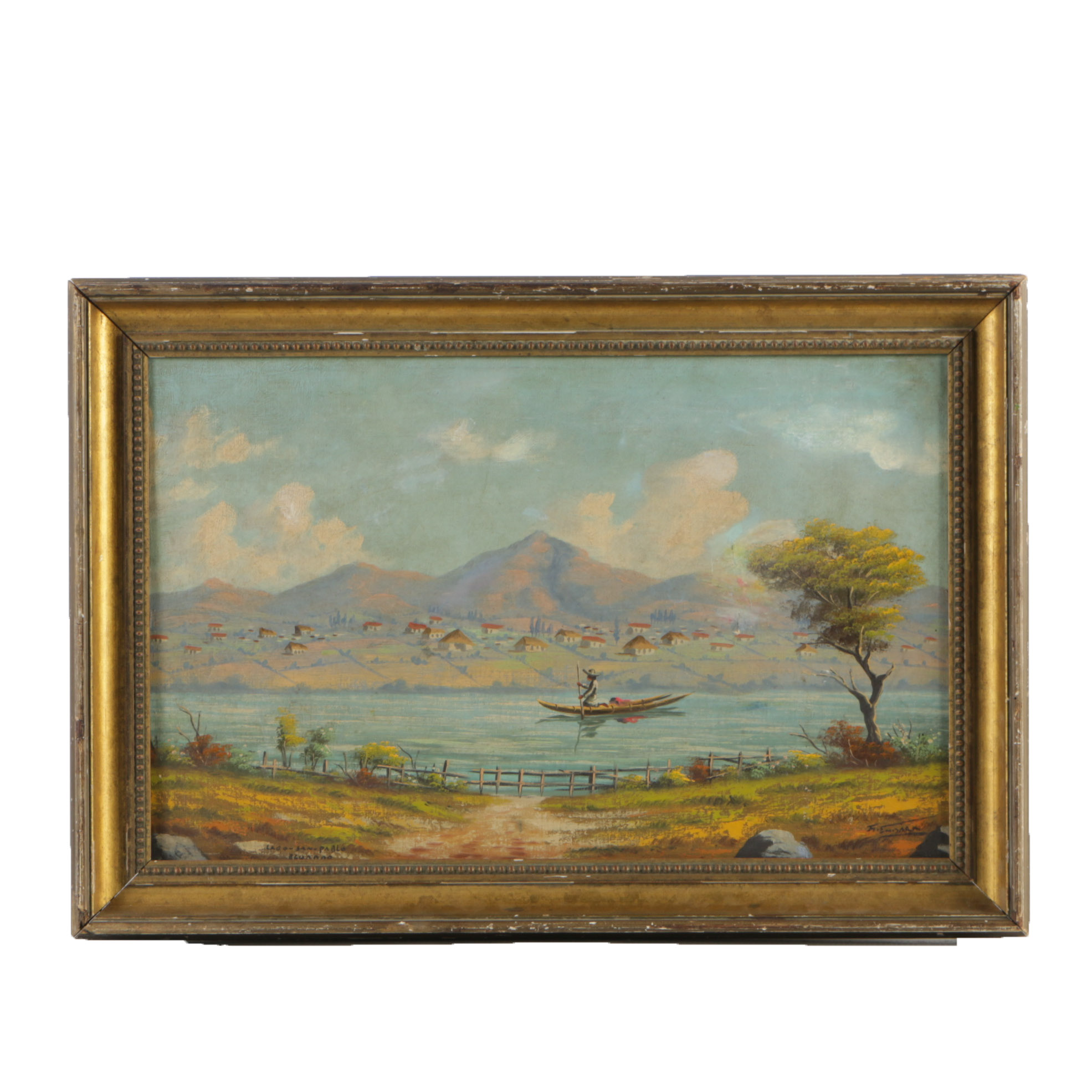 Gonzalo Endara Crow Original Oil Painting "Lake - San Pablo - Ecuador"