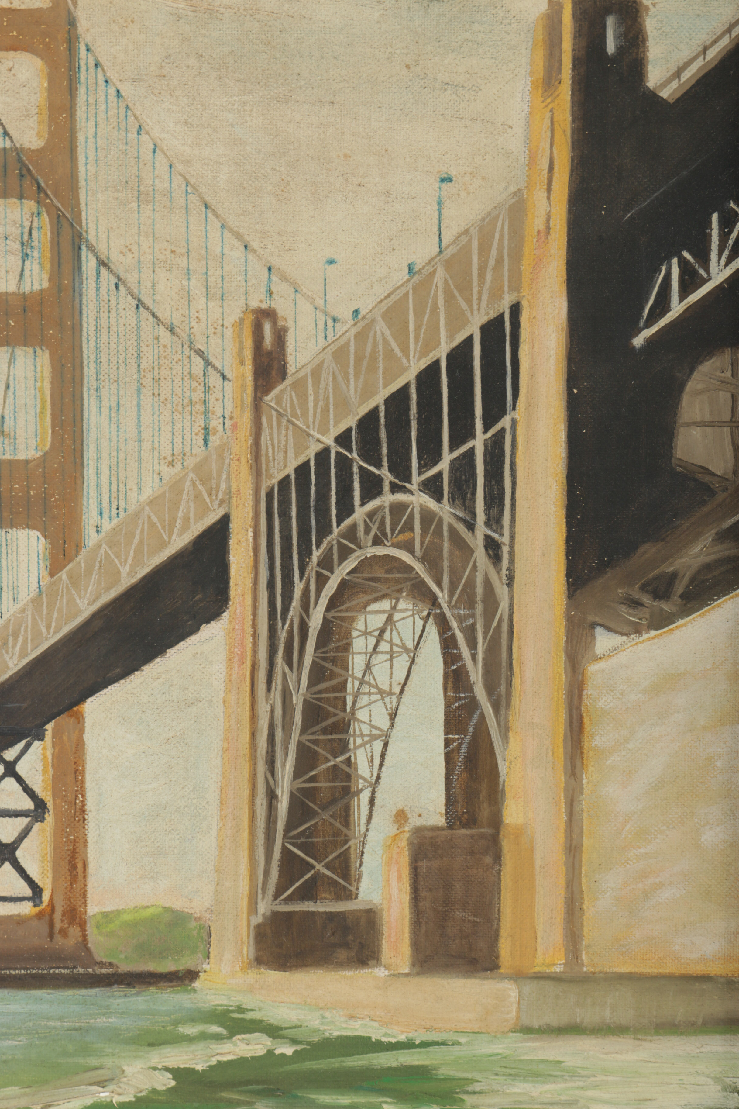 Ted Carlson Acrylic Painting on Canvas Board "Golden Gate Bridge"
