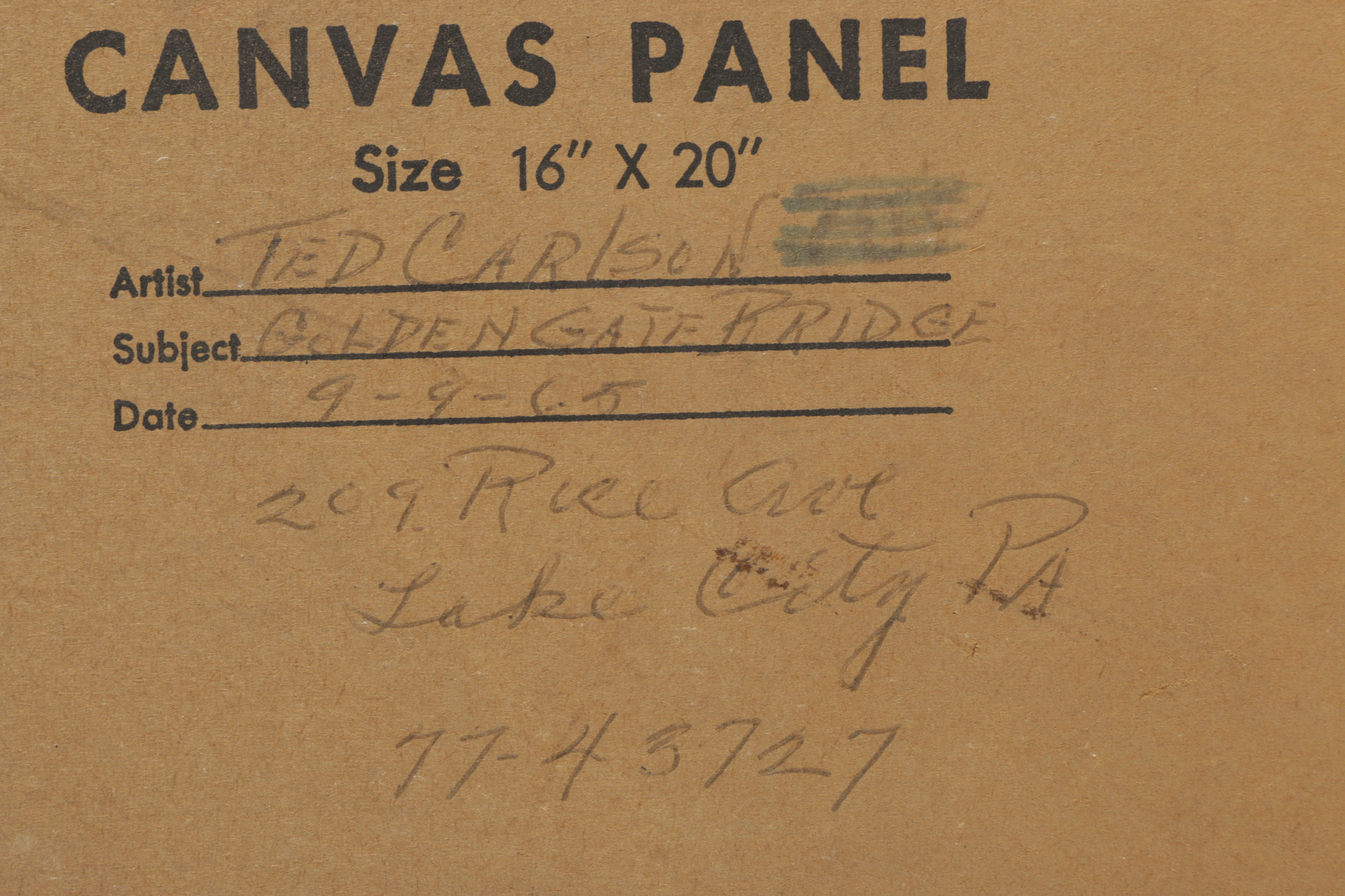 Ted Carlson Acrylic Painting on Canvas Board "Golden Gate Bridge"