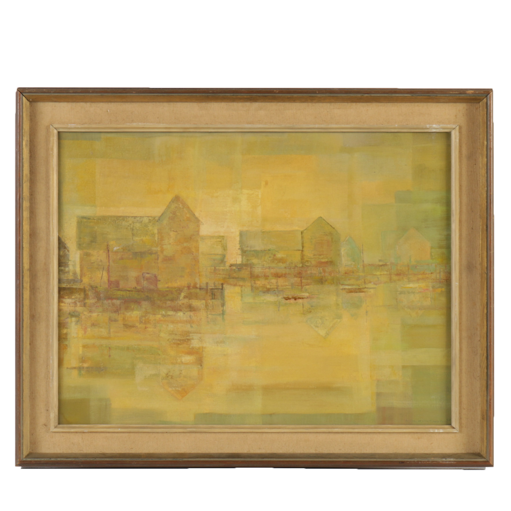 A. Montgomery Huntington Oil Painting Abstract Harbor Scene