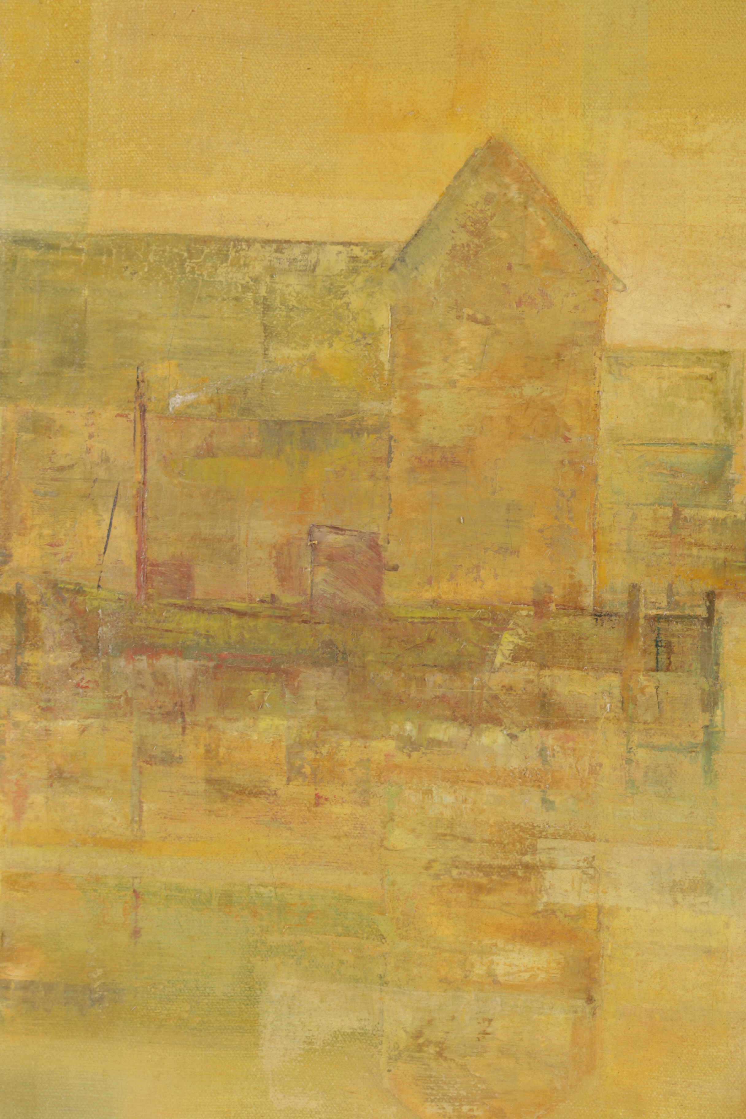 A. Montgomery Huntington Oil Painting Abstract Harbor Scene