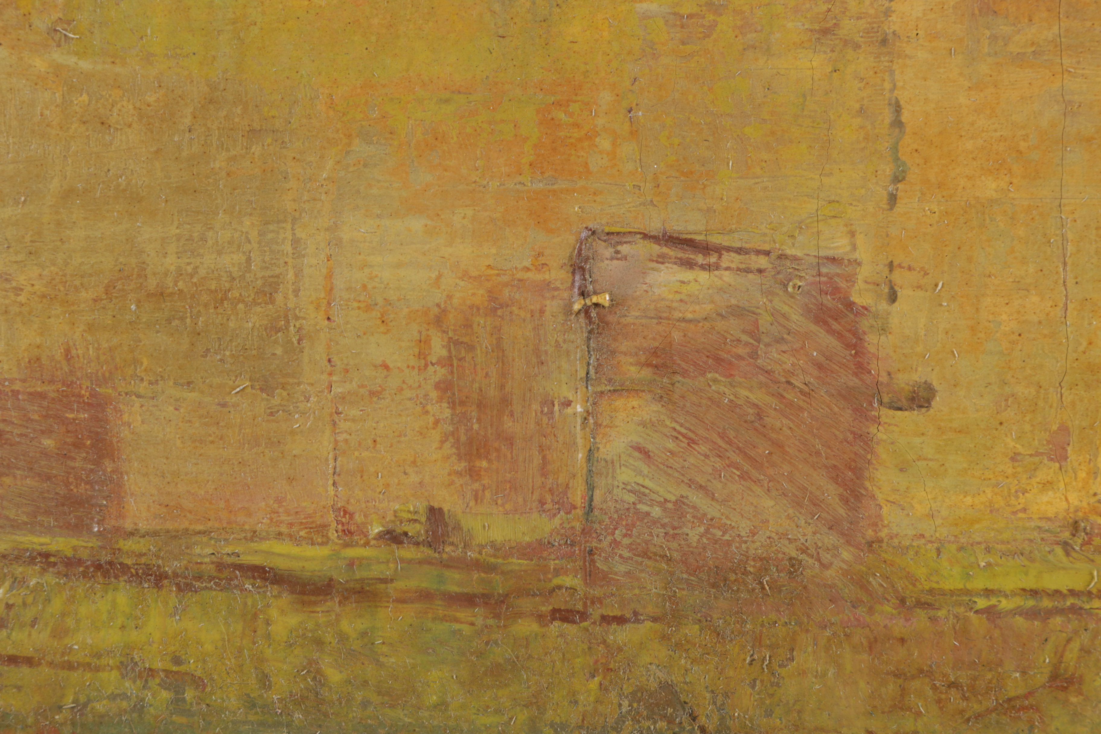 A. Montgomery Huntington Oil Painting Abstract Harbor Scene