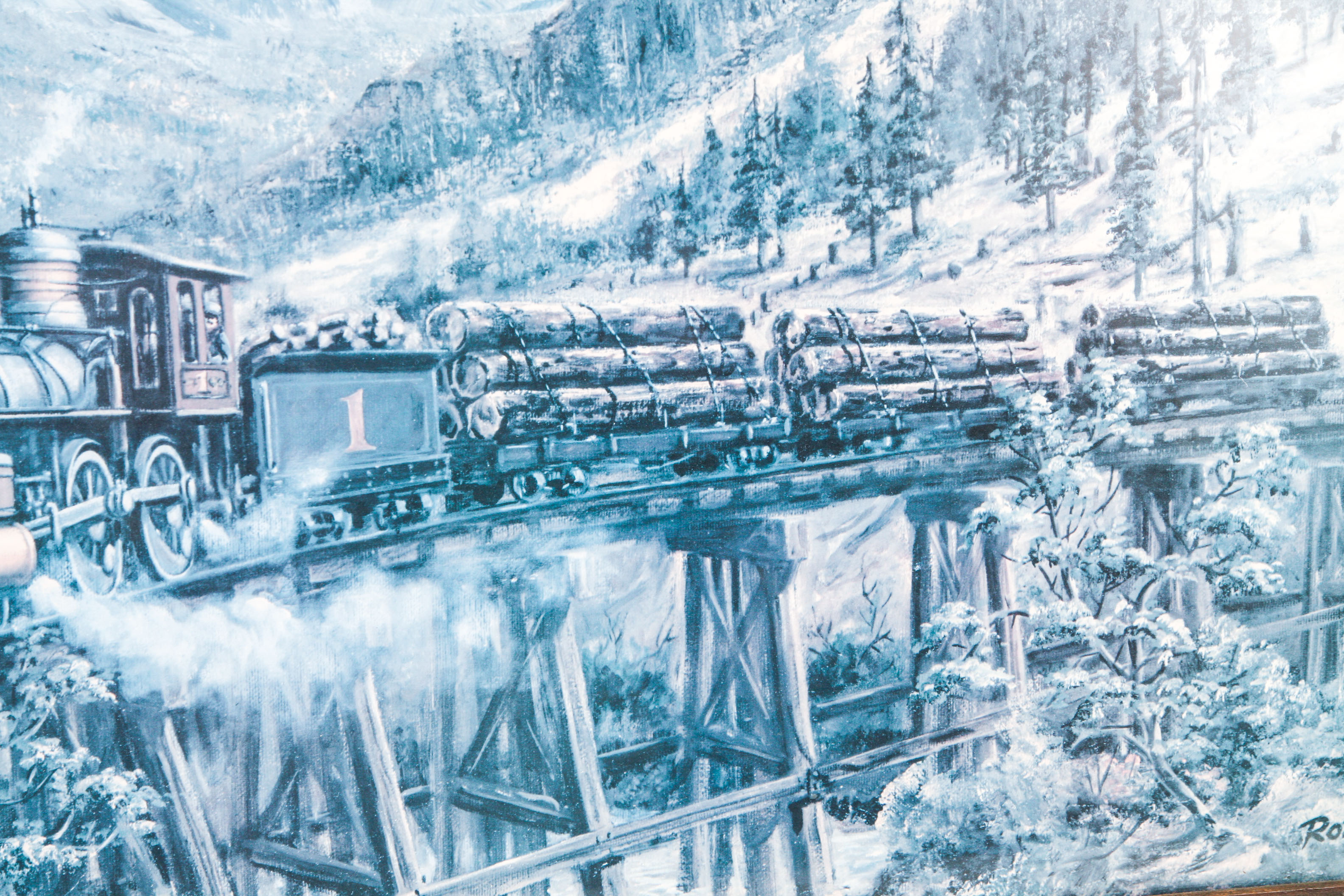 Jim Rozzi Lithograph "Smoke Steam and Timber"