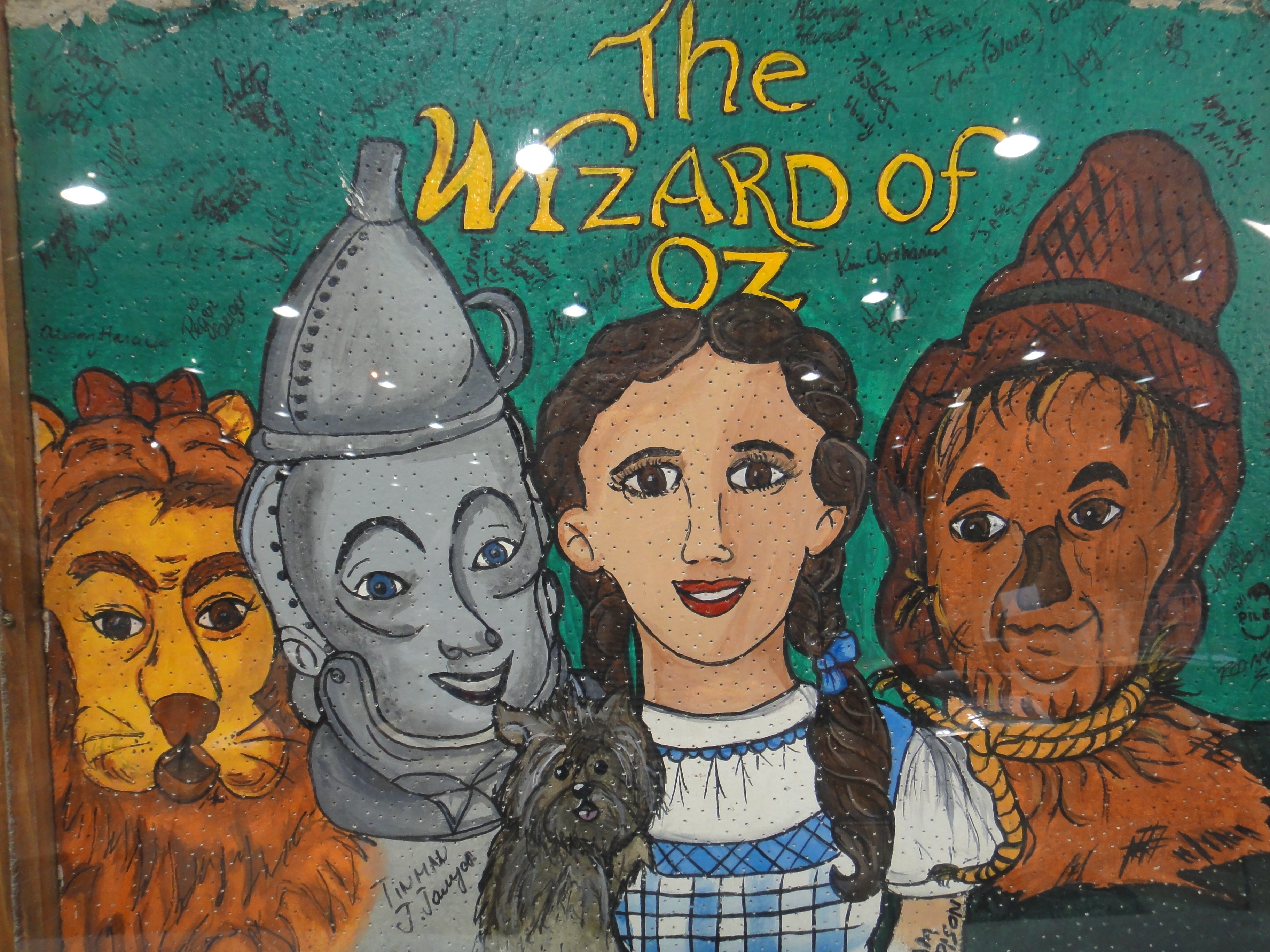 Wizard of Oz Hand Painted Cast Autographed Ceiling Tile