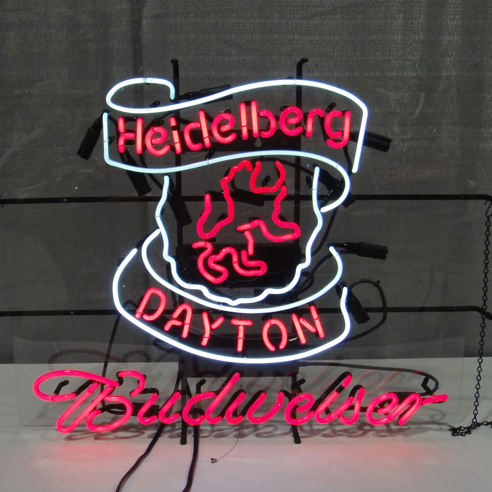 Vintage Heidelberg Dayton Budweiser Lighted Neon Beer Sign