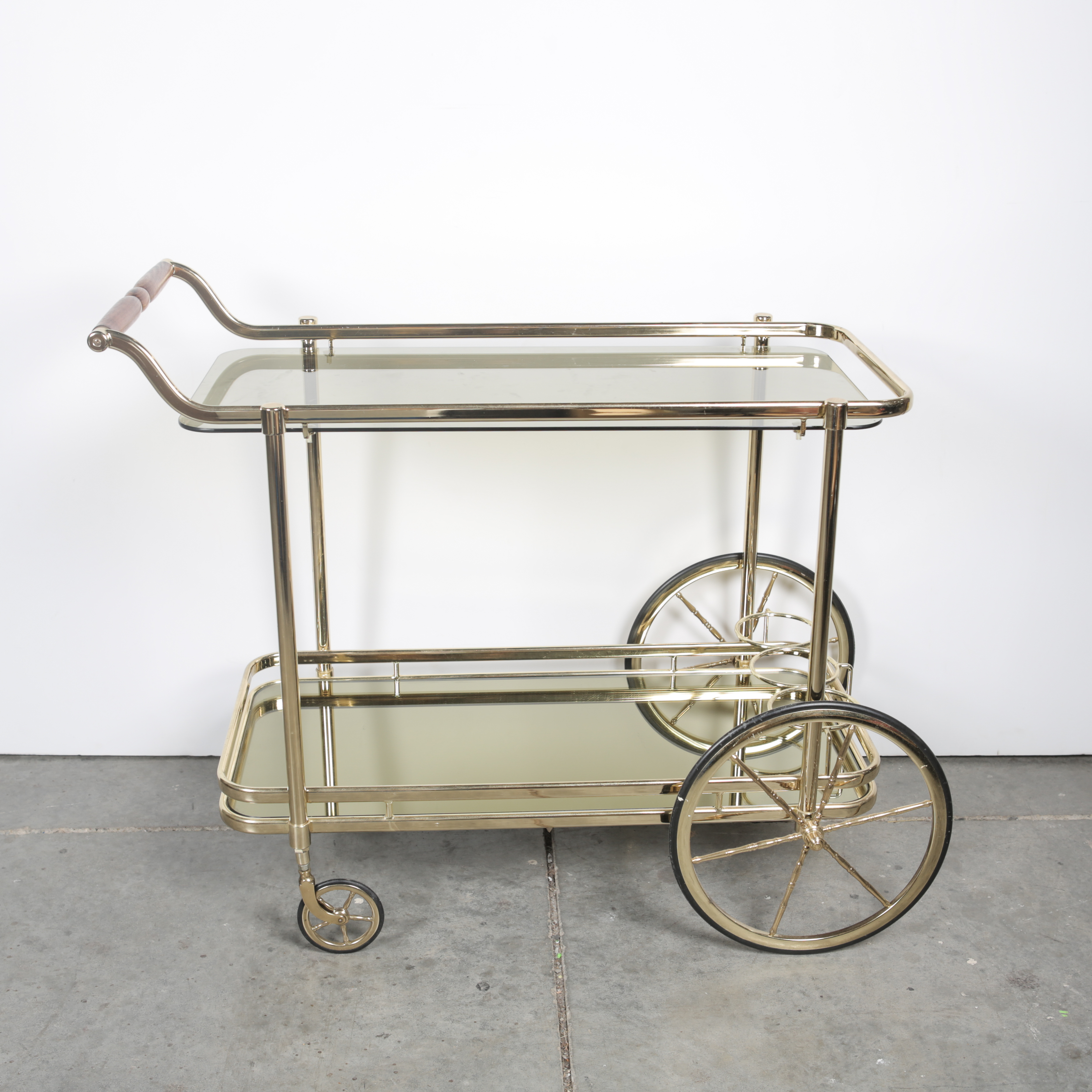 Glass and Brass Toned Bar Cart