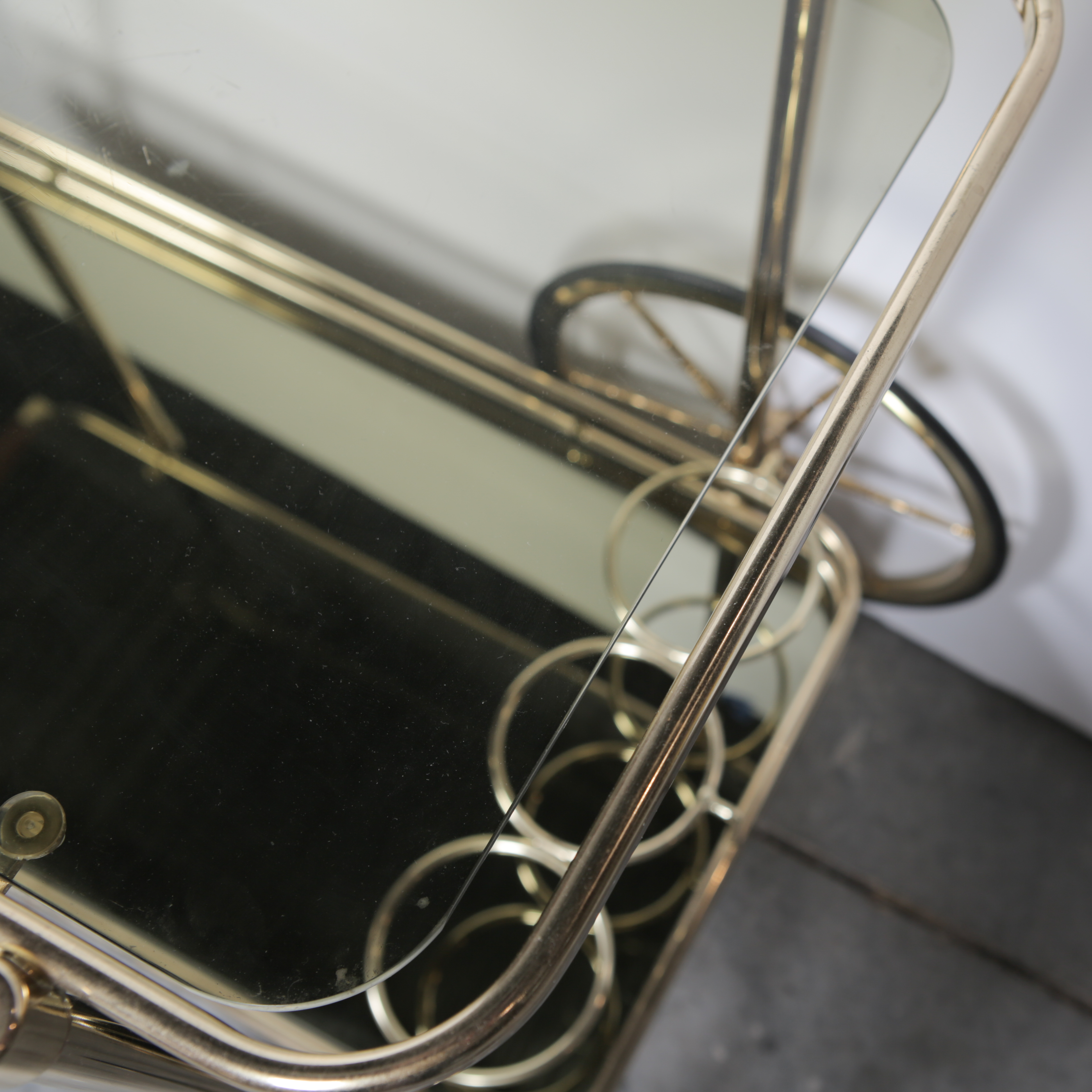 Glass and Brass Toned Bar Cart