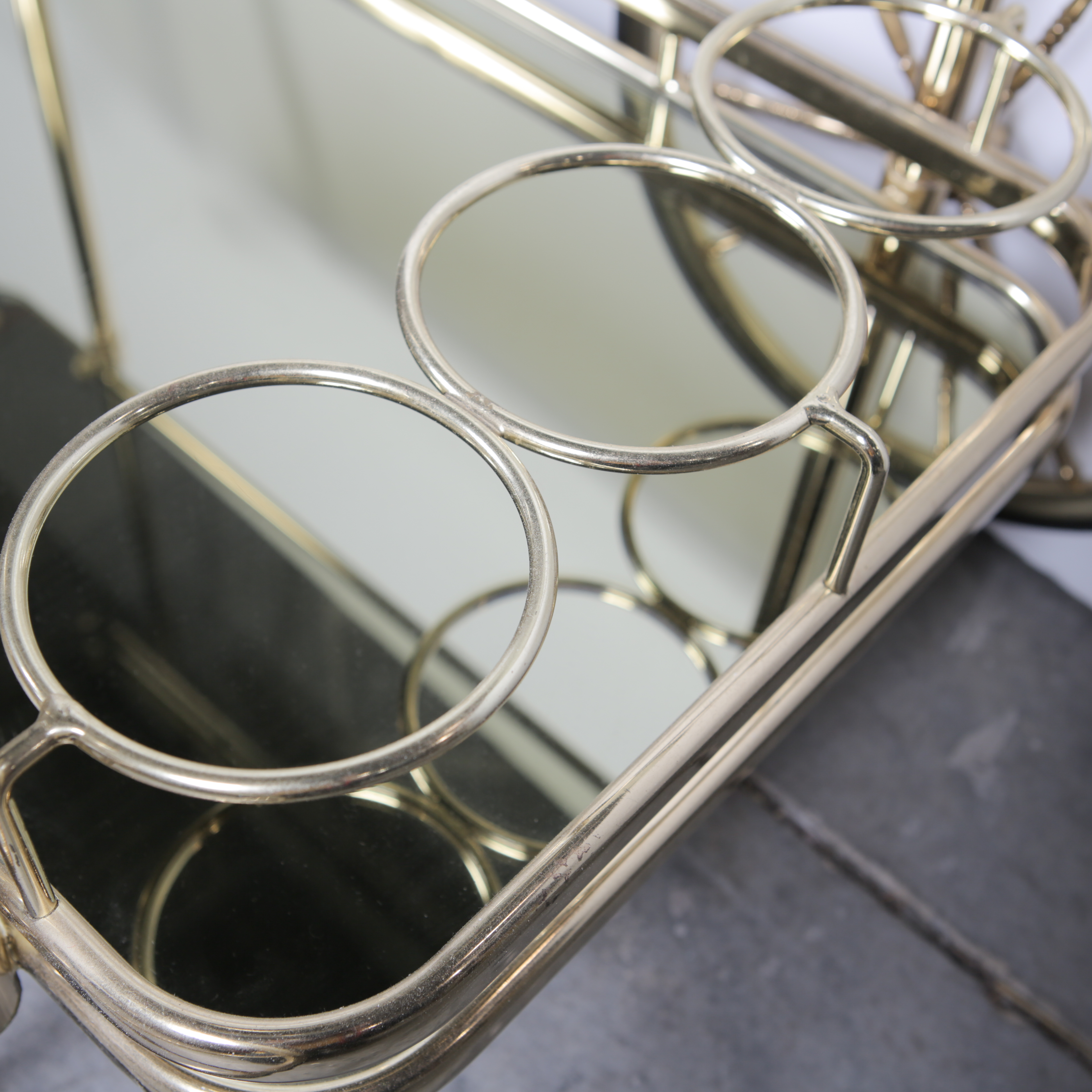 Glass and Brass Toned Bar Cart