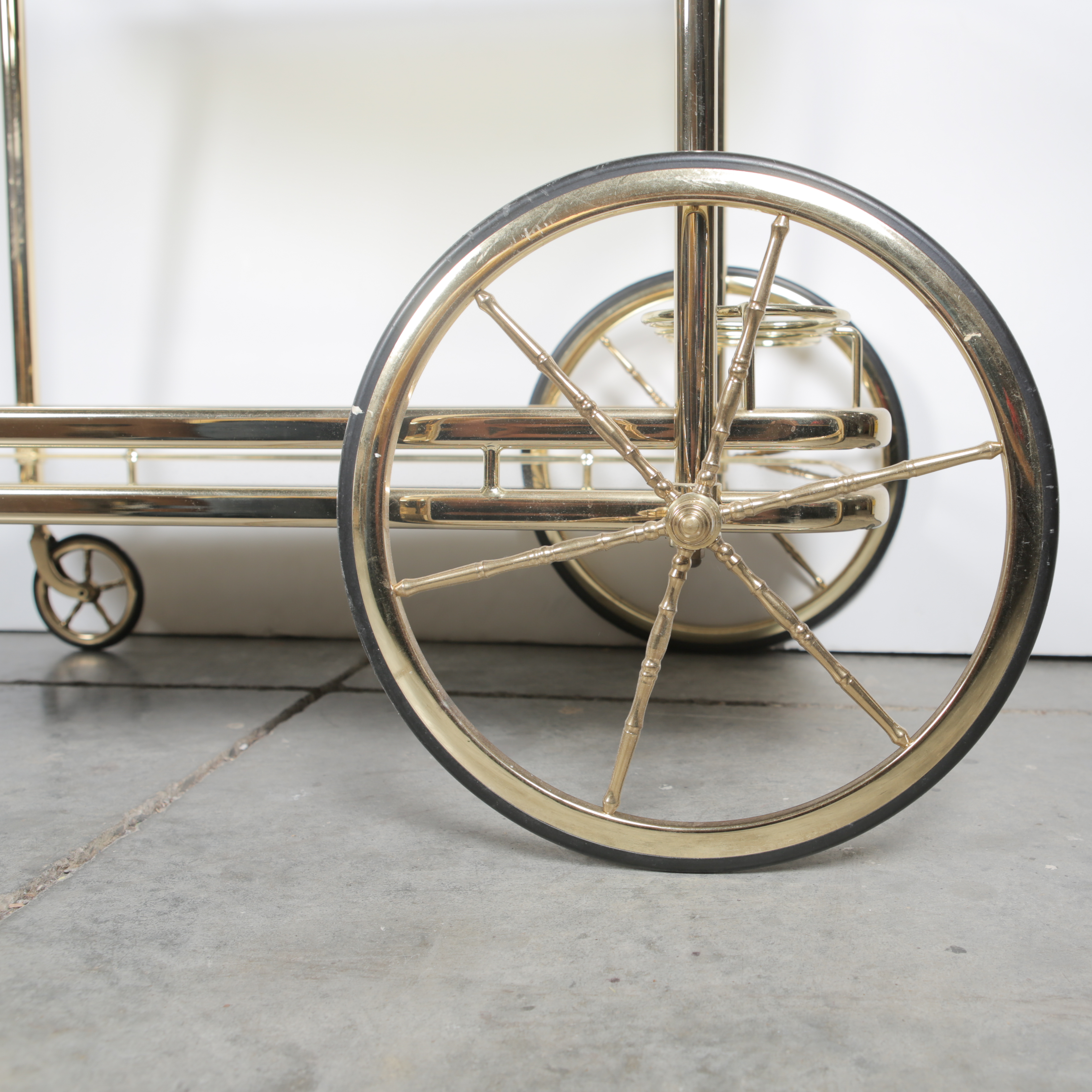 Glass and Brass Toned Bar Cart