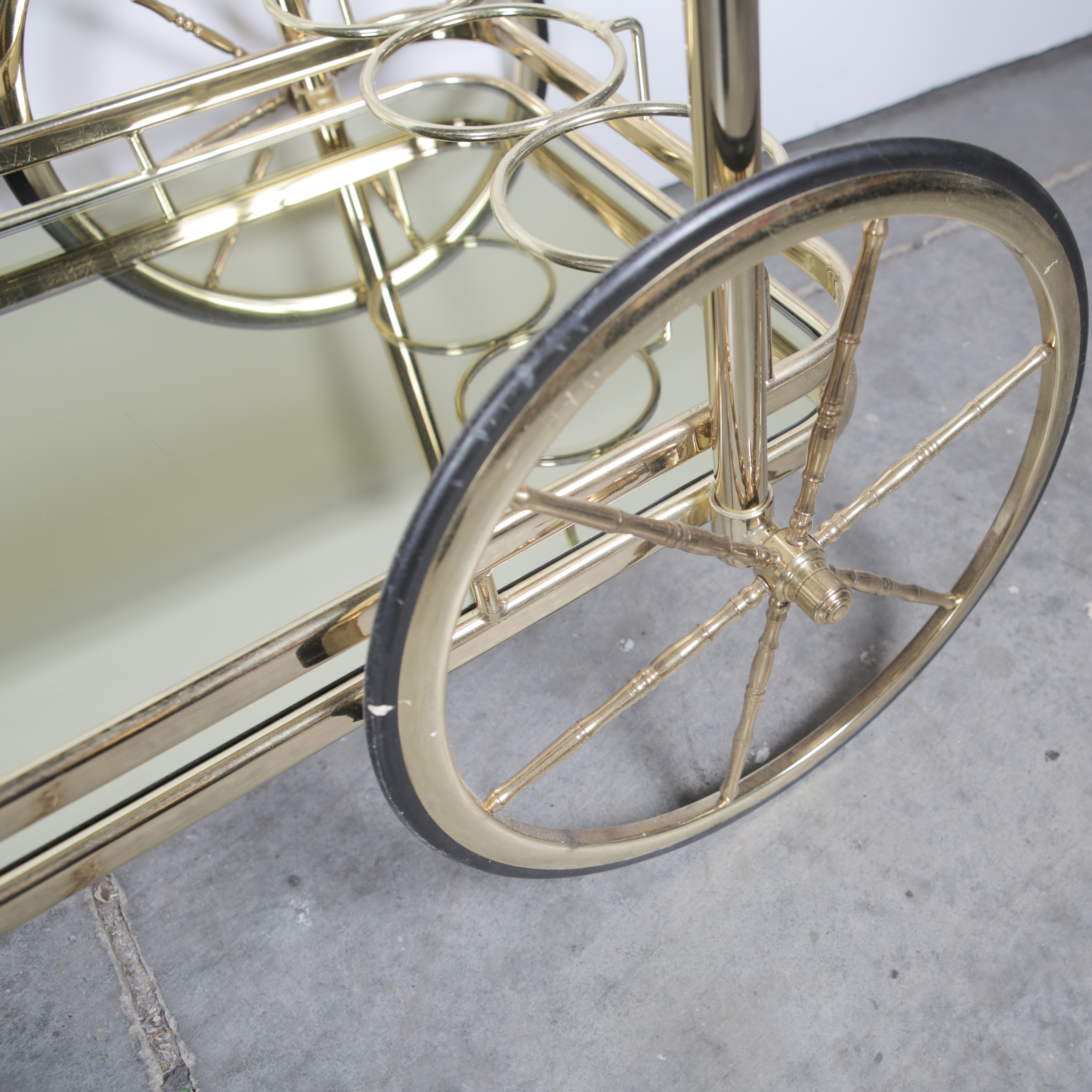 Glass and Brass Toned Bar Cart