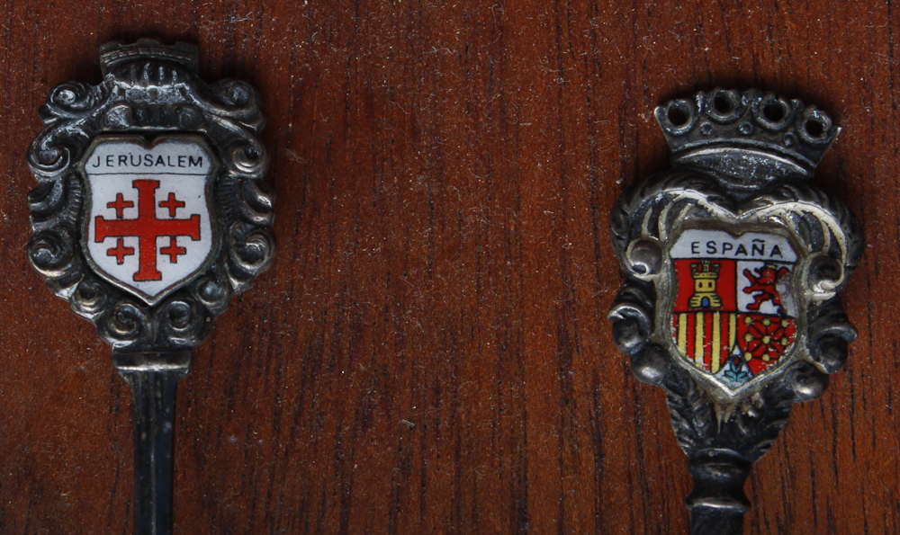 Souvenir Spoons featuring Silver Plated Rolex Bucherer on Wood Display Rack