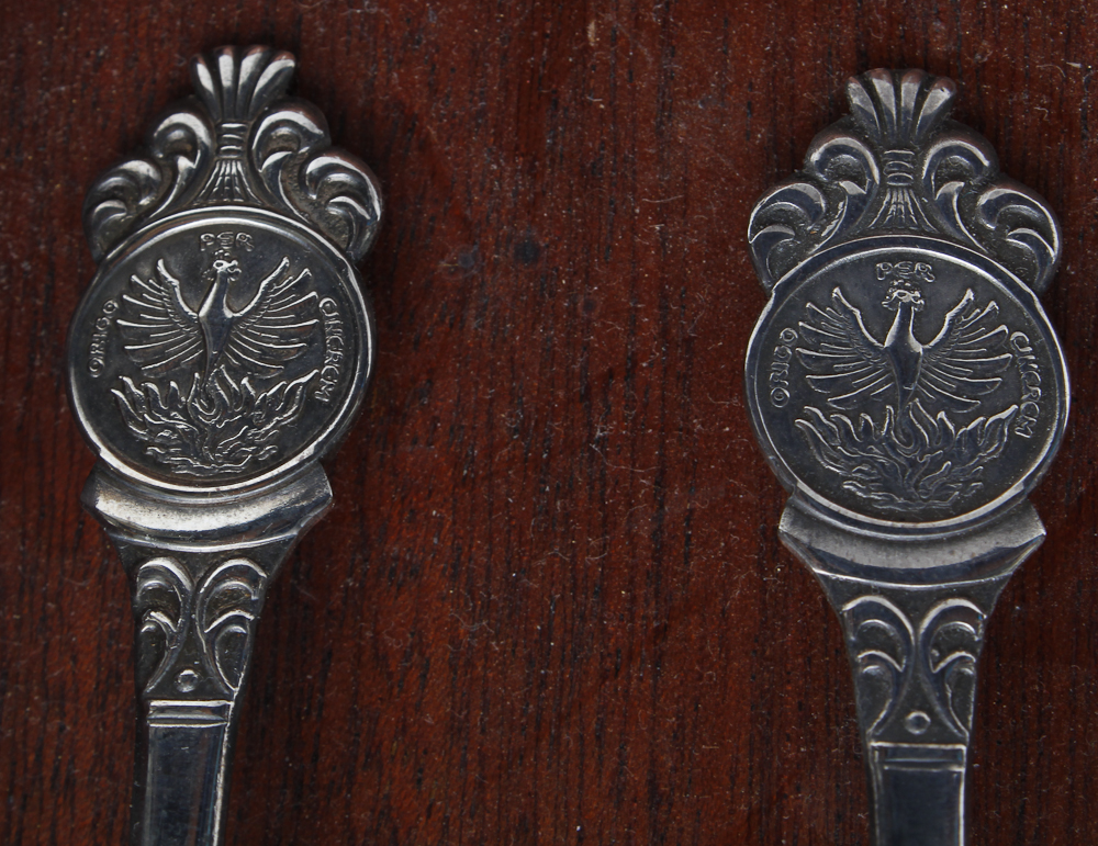 Souvenir Spoons featuring Silver Plated Rolex Bucherer on Wood Display Rack