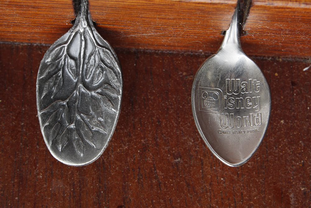 Souvenir Spoons featuring Silver Plated Rolex Bucherer on Wood Display Rack