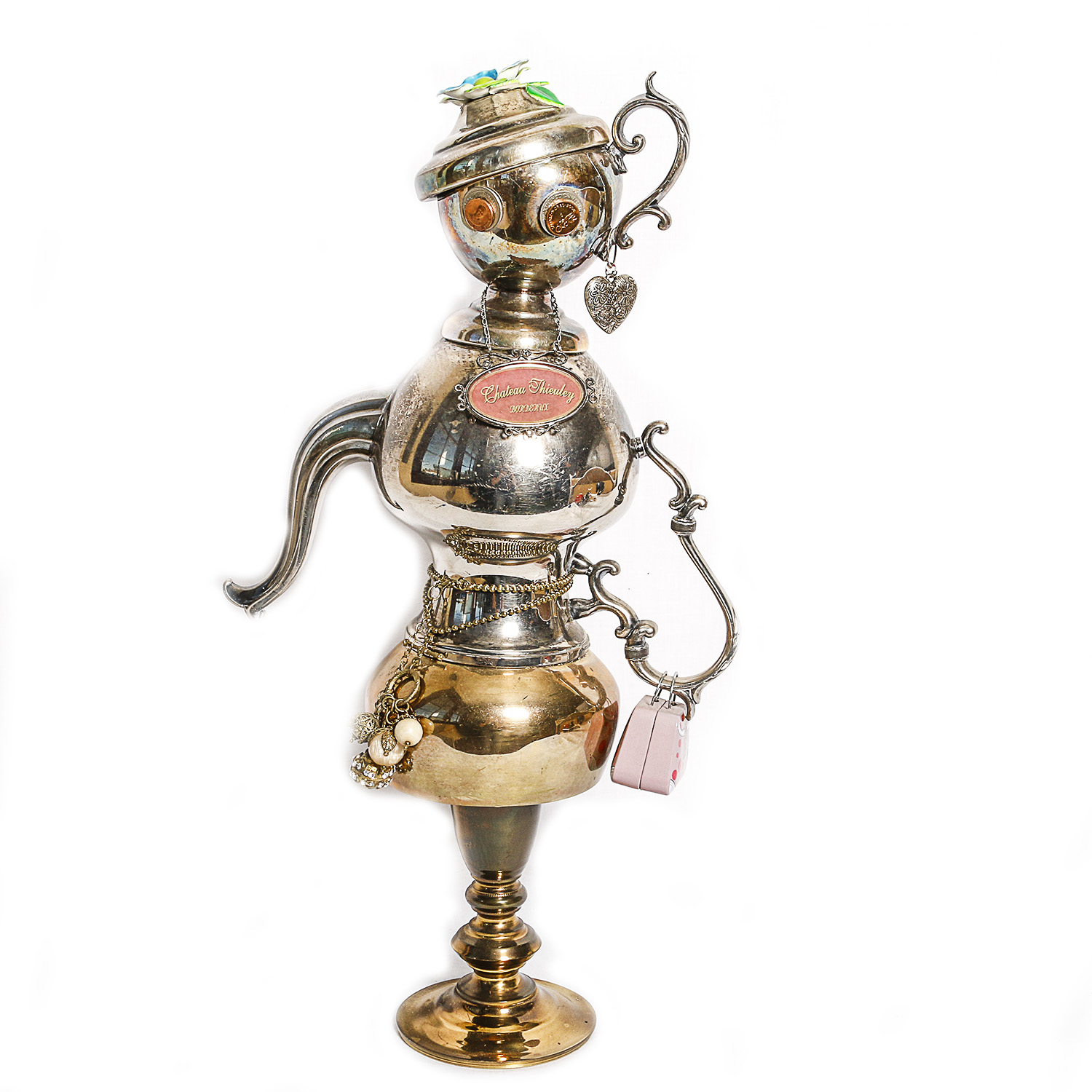 Decorative Silver Plated Teapot Sculptre