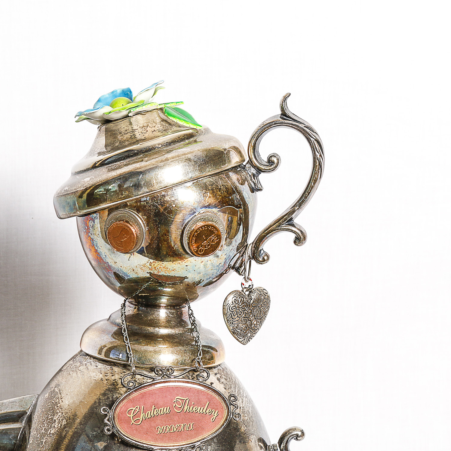 Decorative Silver Plated Teapot Sculptre