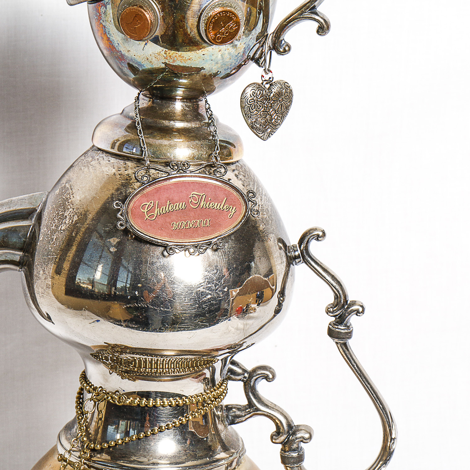 Decorative Silver Plated Teapot Sculptre