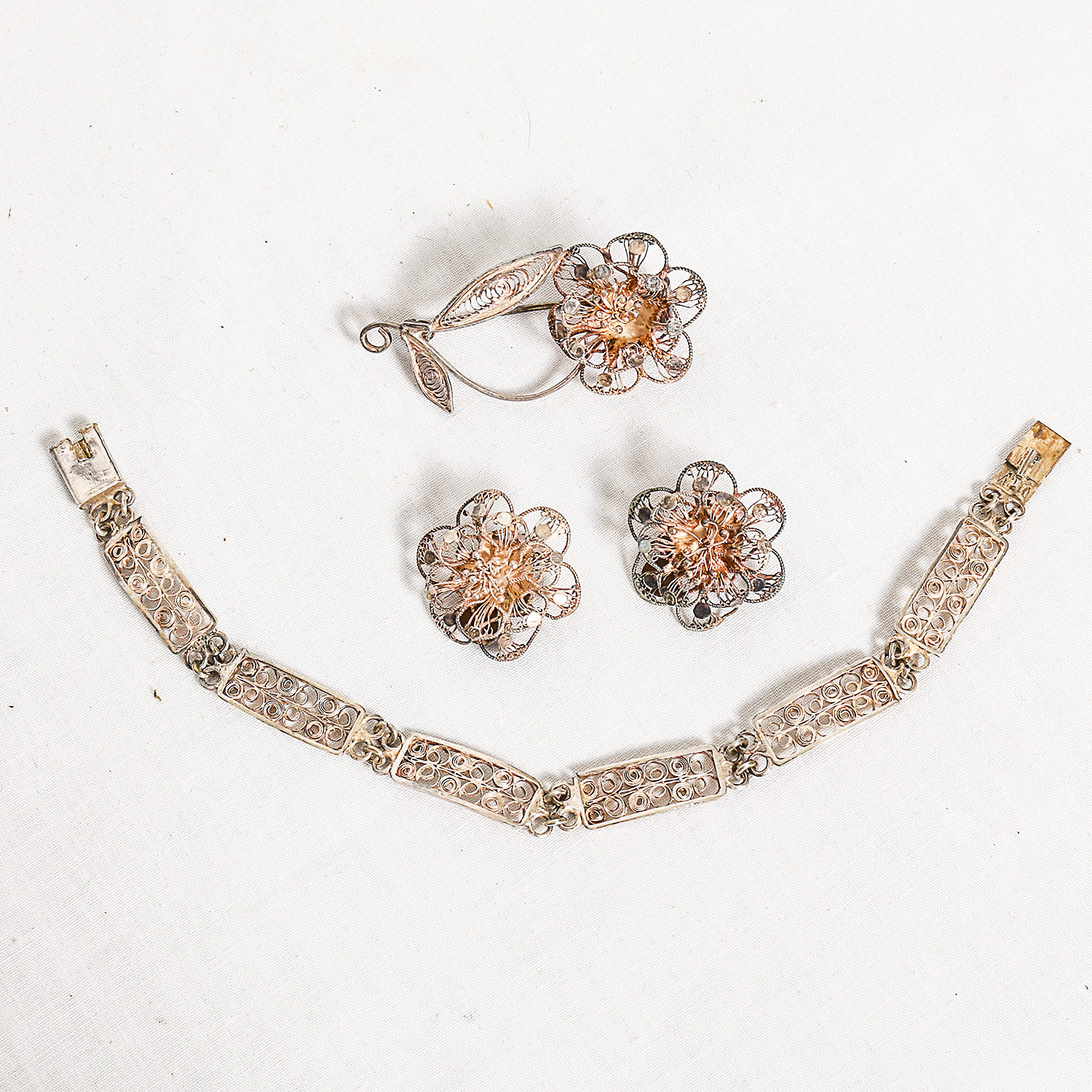 Vintage Silver Tone Jewelry Set