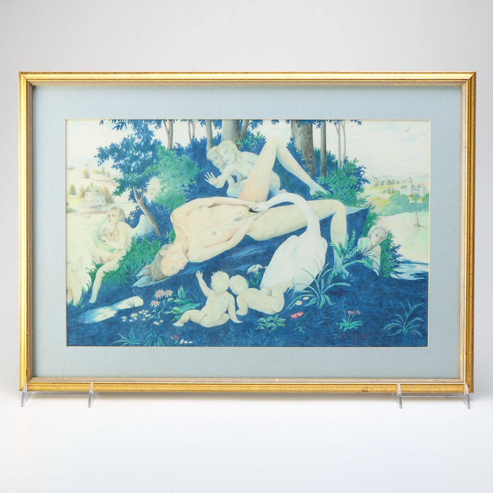 Dale Ross Signed Drawing "Leda And The Swan"